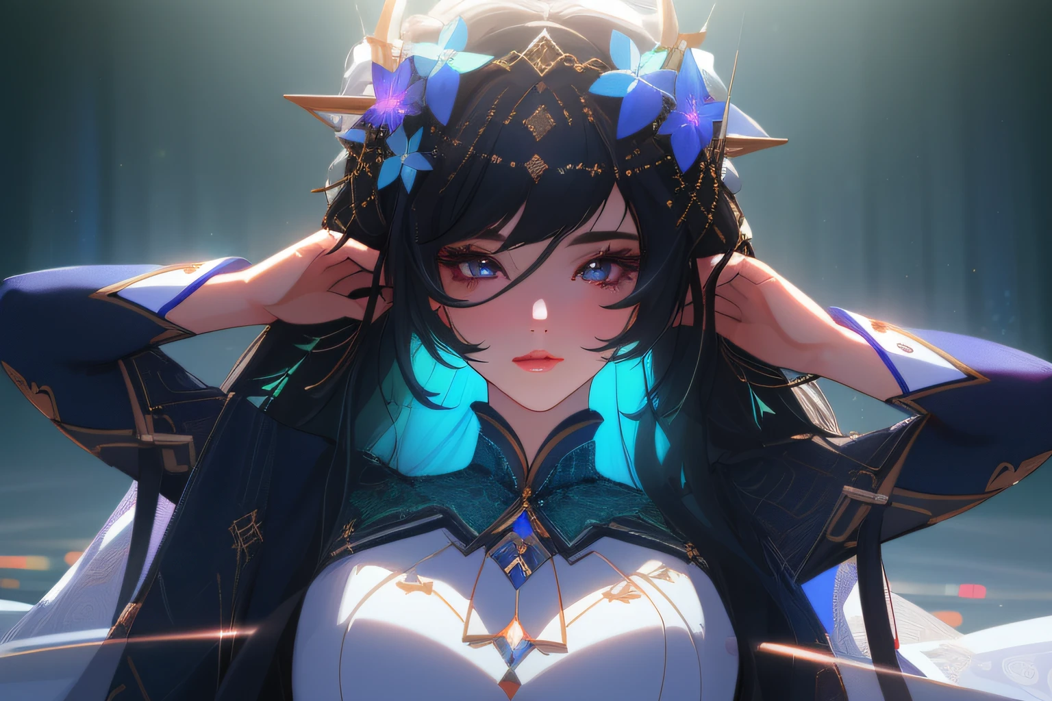 (best quality,4k,8k,highres,masterpiece:1.2),ultra-detailed,,beautiful detailed eyes,beautiful detailed lips,extremely detailed eyes and face,longeyelashes,1girl,portraits,sharp focus,vivid colors,studio lighting,bokeh