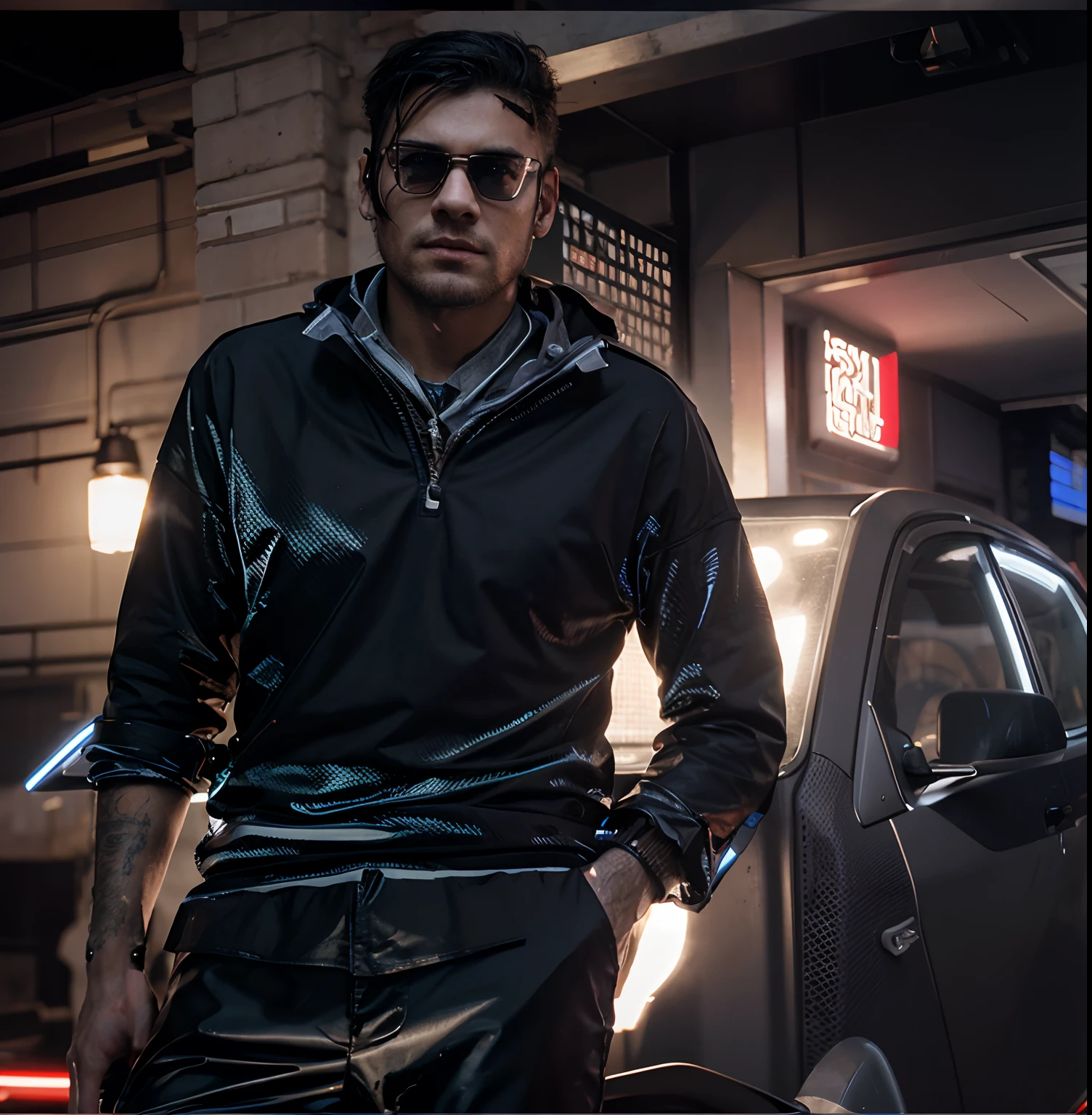 Change background cyberpunk handsome boy, realistic face 8k ultra realistic