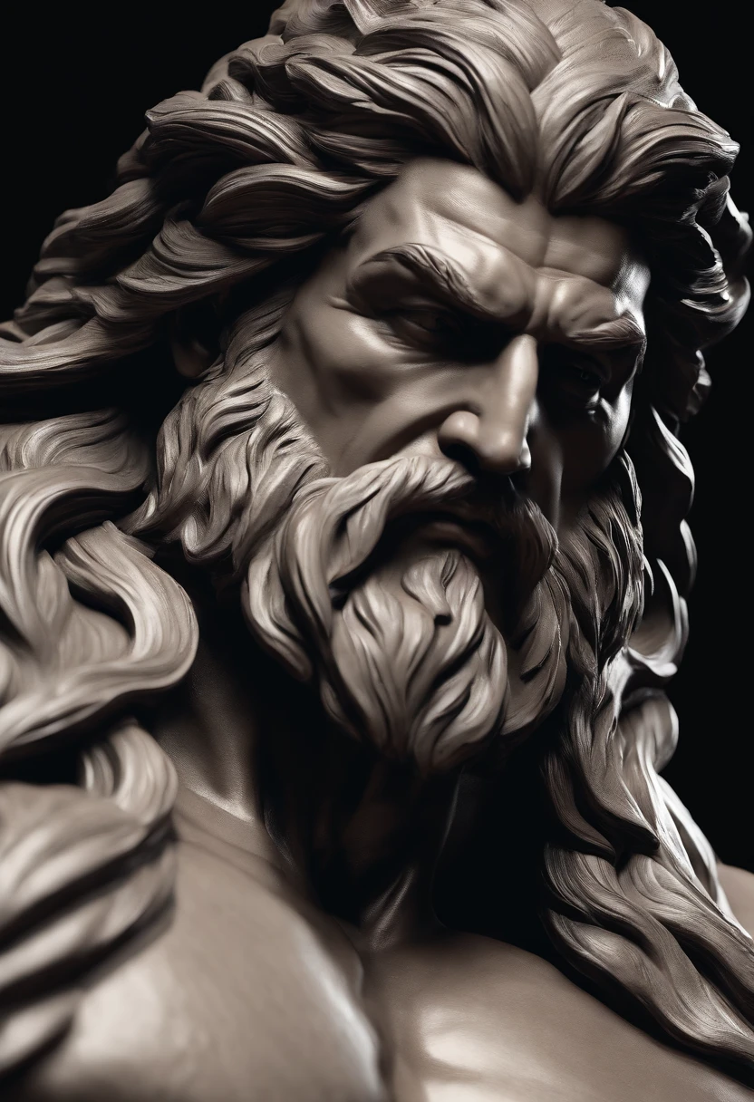 (stoic gricki branch with more defined and detailed muscles, Hercules profile, cinematic quality 8K, dark background highlighting the figure)