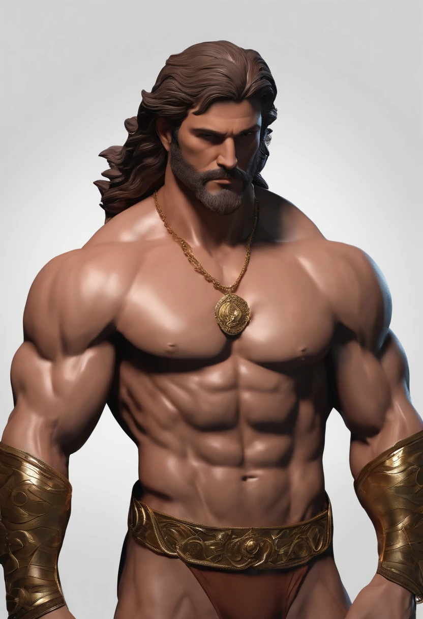 (stoic gricki branch with more defined and detailed muscles, Hercules profile, cinematic quality 8K, dark background highlighting the figure)