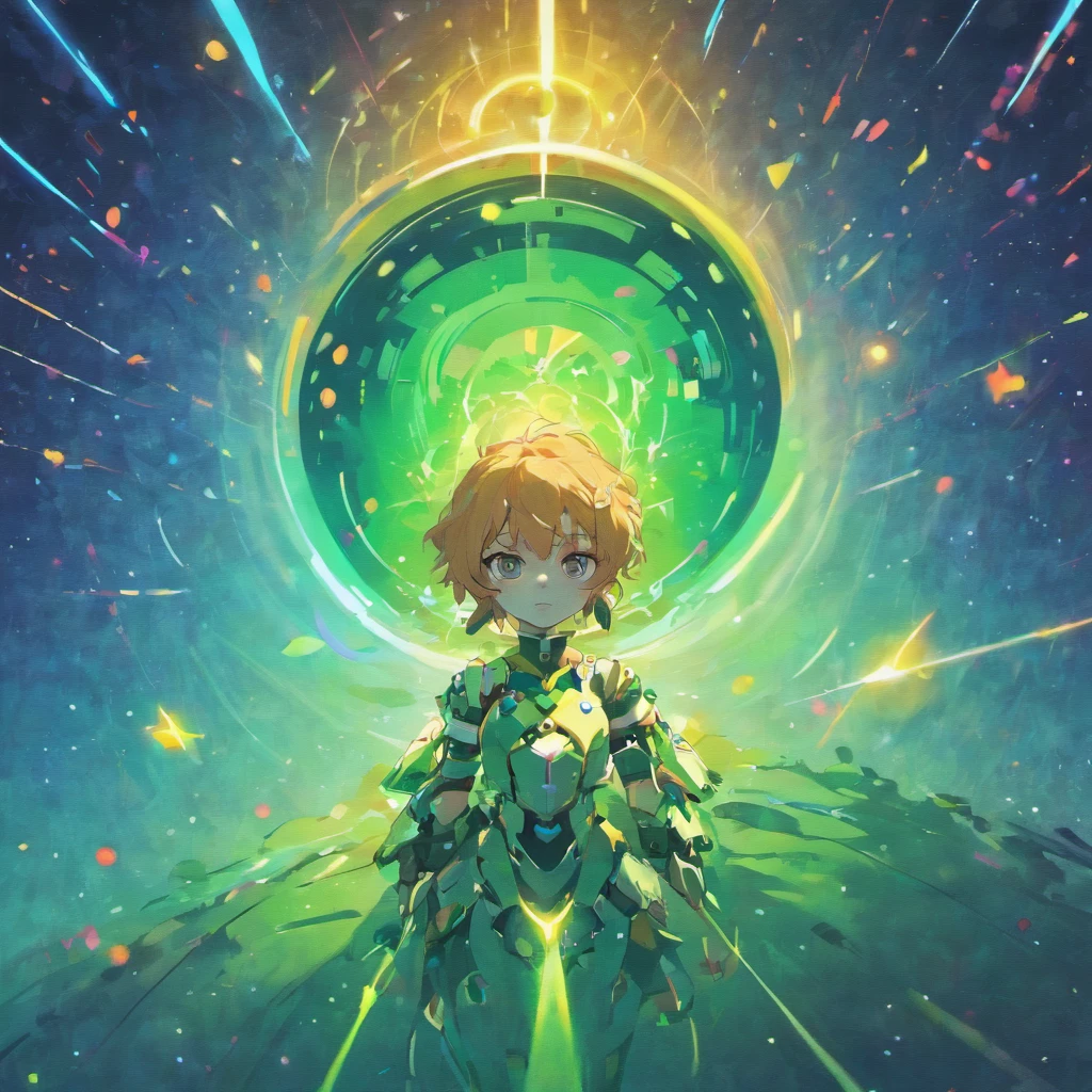 Irridescent color、Colorful pop mascot characters,Round and cute space robot, Farbe々ornamented、Colorful backgrounds,Fantasy,intricate-detail {brightened,K HD,32k constellations