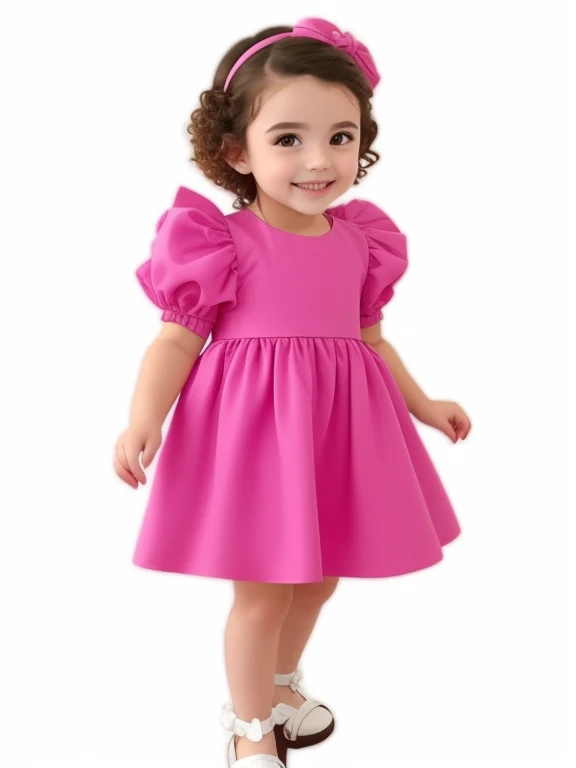 um close up de uma menina em um vestido rosa, vestido rosa, usando um vestido rosa, vestido com um vestido rosa, vestido bonito, menina rosa bonita, em longos vestidos rosa ou violeta, mangas bufantes, vestido de baile rosa brilhante, vestido elegante, vestido preto e rosa, vestido de fantasia, katelynn mini estilo bonito, rosa quente, menina em um vestido