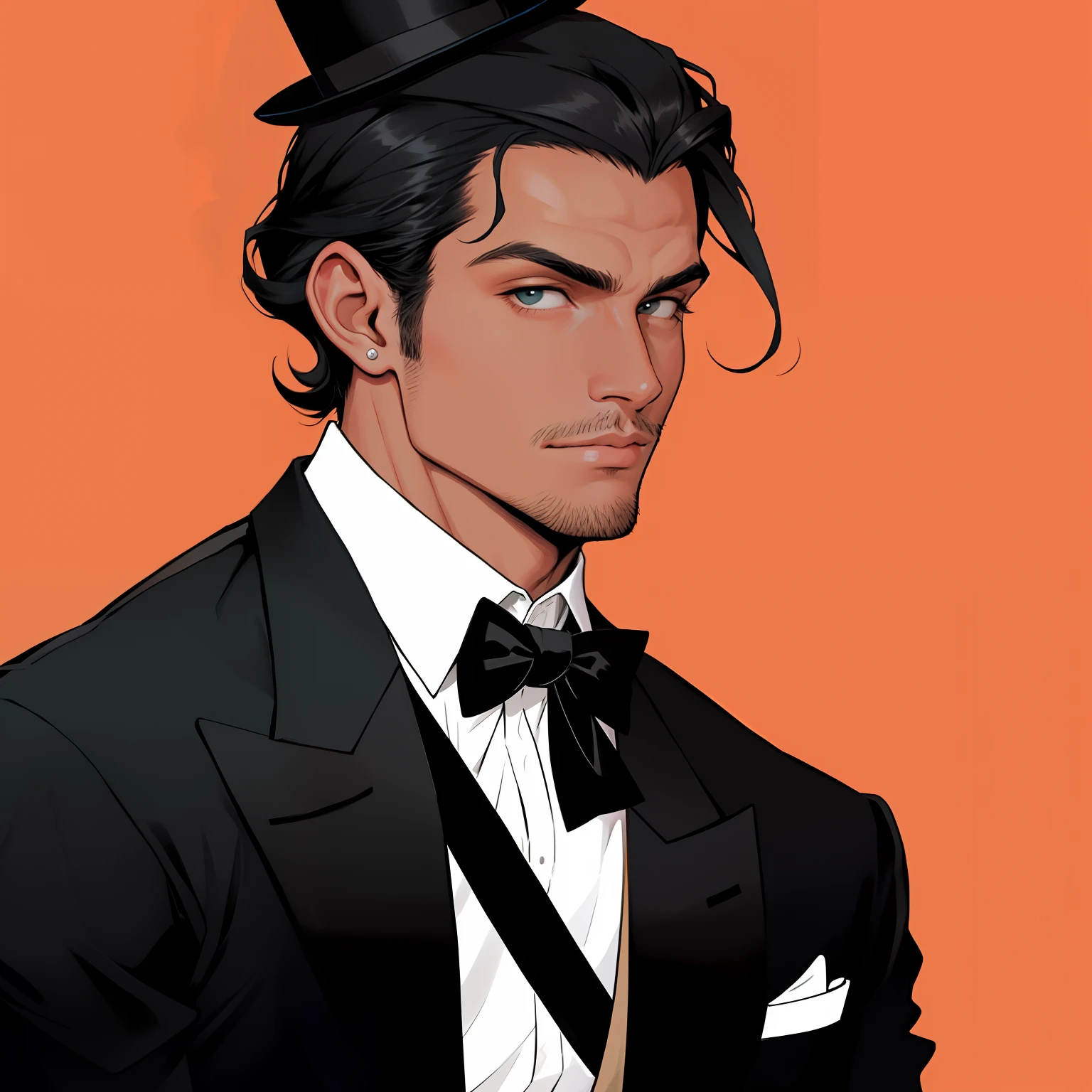 homem macho,penteado social,cabelo curto,cabelo castanho,""short hair"",homem elegante,homem sexy,manly,Manly man,toupa social,terno,terno marrom,homem com cartola,""man with topper"",Black top hat on head,""bealtiful jawline"",queixo elegante,olhos aziuz,sobrancelhas cheias,terno,roupa social,muito elegante ""extreme short hair"",""bow tie"",Black top hat on head,""top head""
