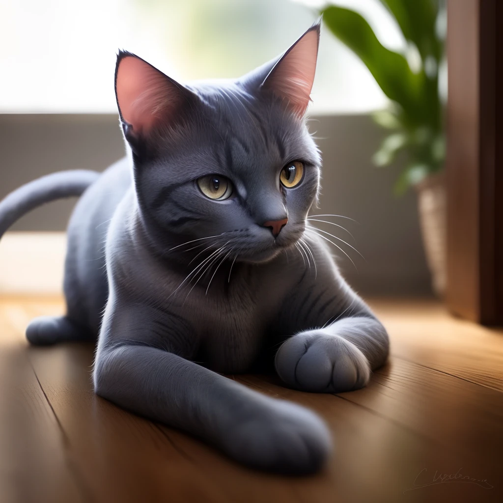 a stunning russian blue female cat