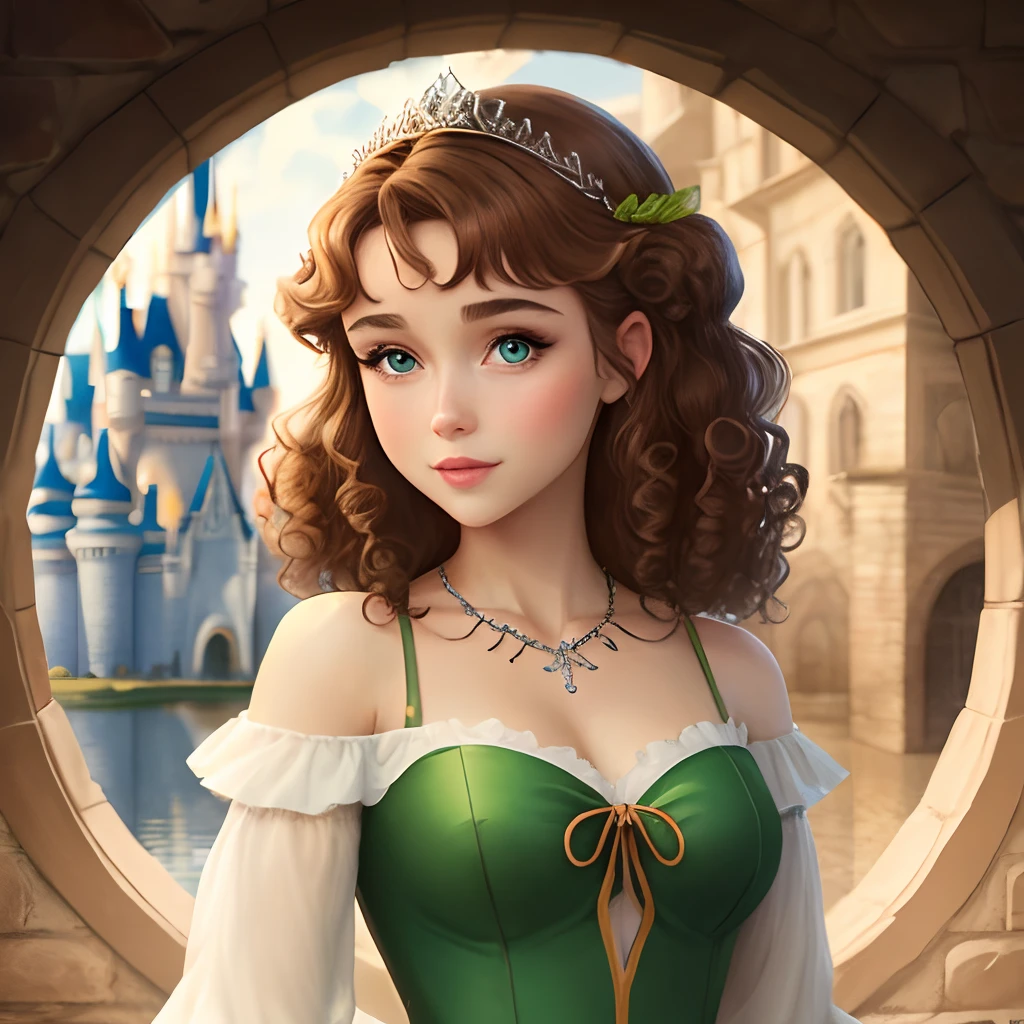 Disney princesses with brown hair and curls and green eyes