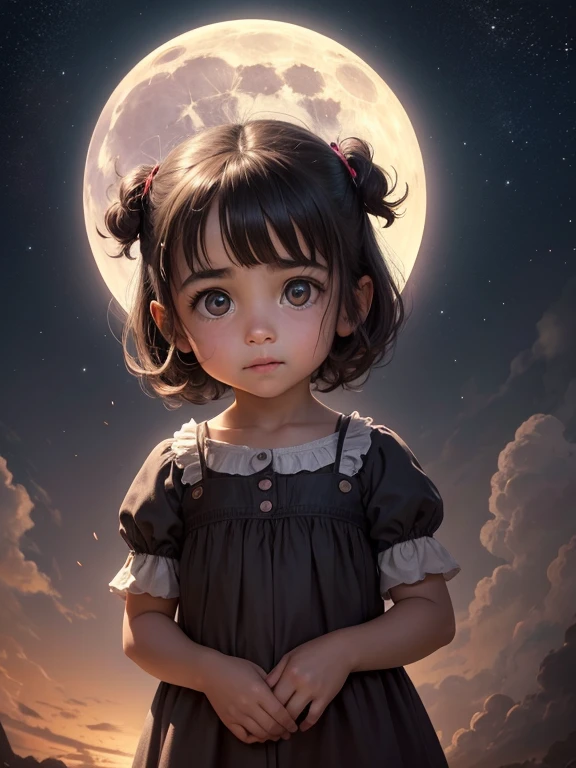 Uma imagem de Luna, A girl with bright eyes and curious expression, Talking to other children