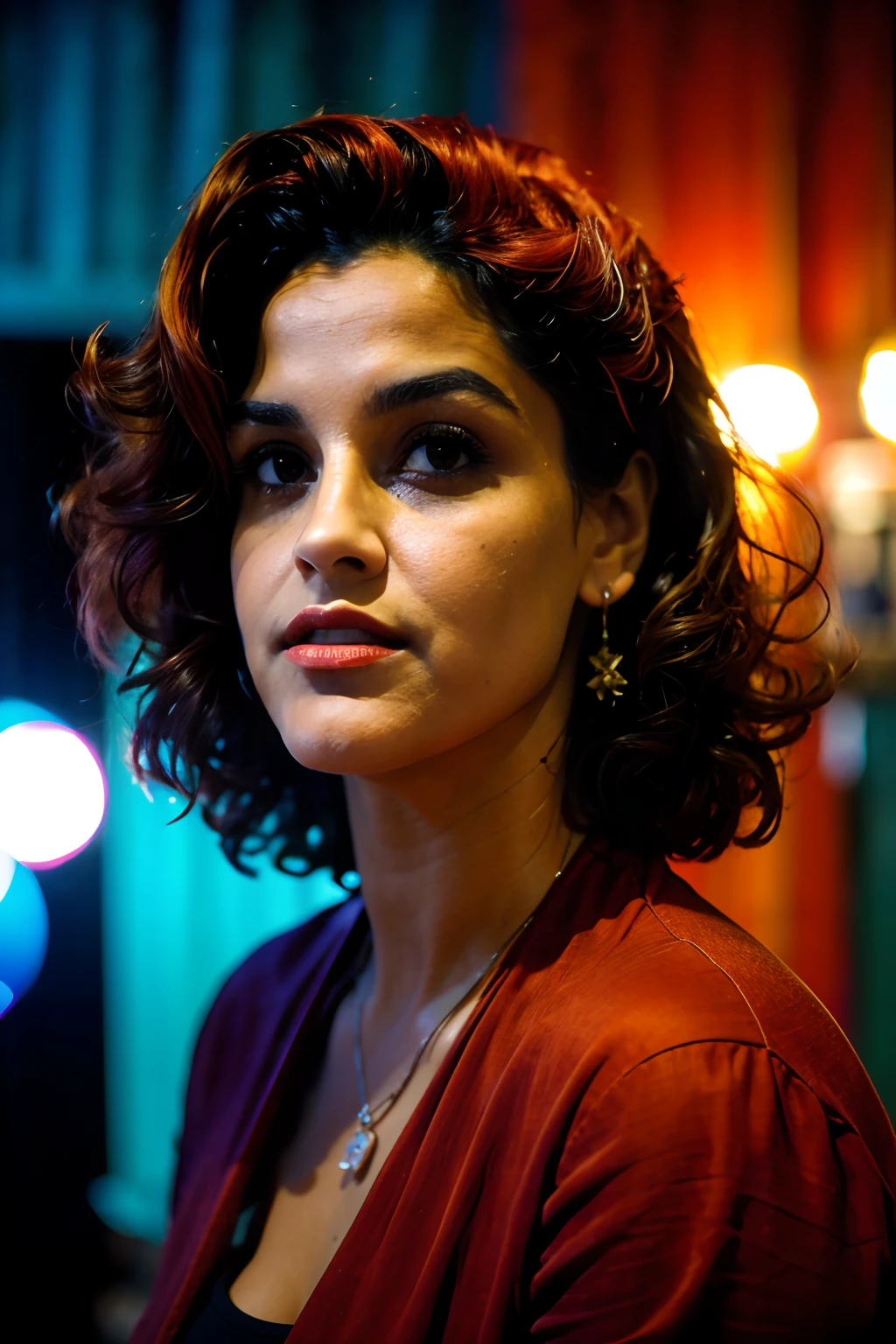(Close-up, fotografia editorial de uma mulher de 21 anos), (Rosto altamente detalhado:1.4), (fundo dentro escuro, Moody, estudo privado:1.3) Pov,Nikon D850 |, filme fotografia de stock ,4 Kodak Portra 400 ,camera f1.6 lentes ,cores ricas ,hyper realistic ,textura realista, dramatic lighting , cinestill 800,