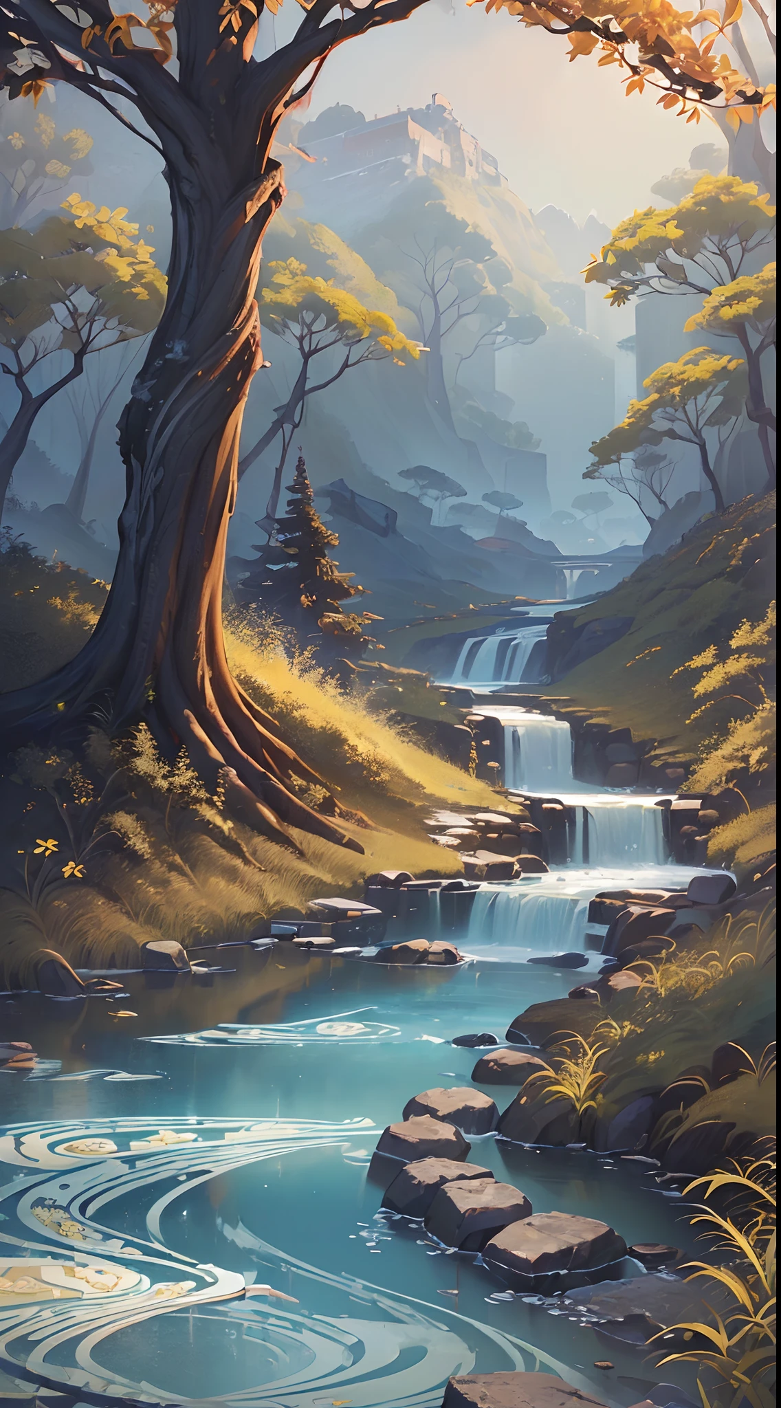 ((Finest quality)),(超A high resolution),(ultra-detailliert),(Meticulous portrayal),((Best Anime)),(Finest works of art),sharpnes,Clair,Ultra-Precision Art,The art of astounding depiction,Beautiful ink painting with intricate and intricate details:1.3, The murmur of the creek,trees,florals々, Ancient China, (Cheongsam with beautiful design with intricate and detailed:1.5)