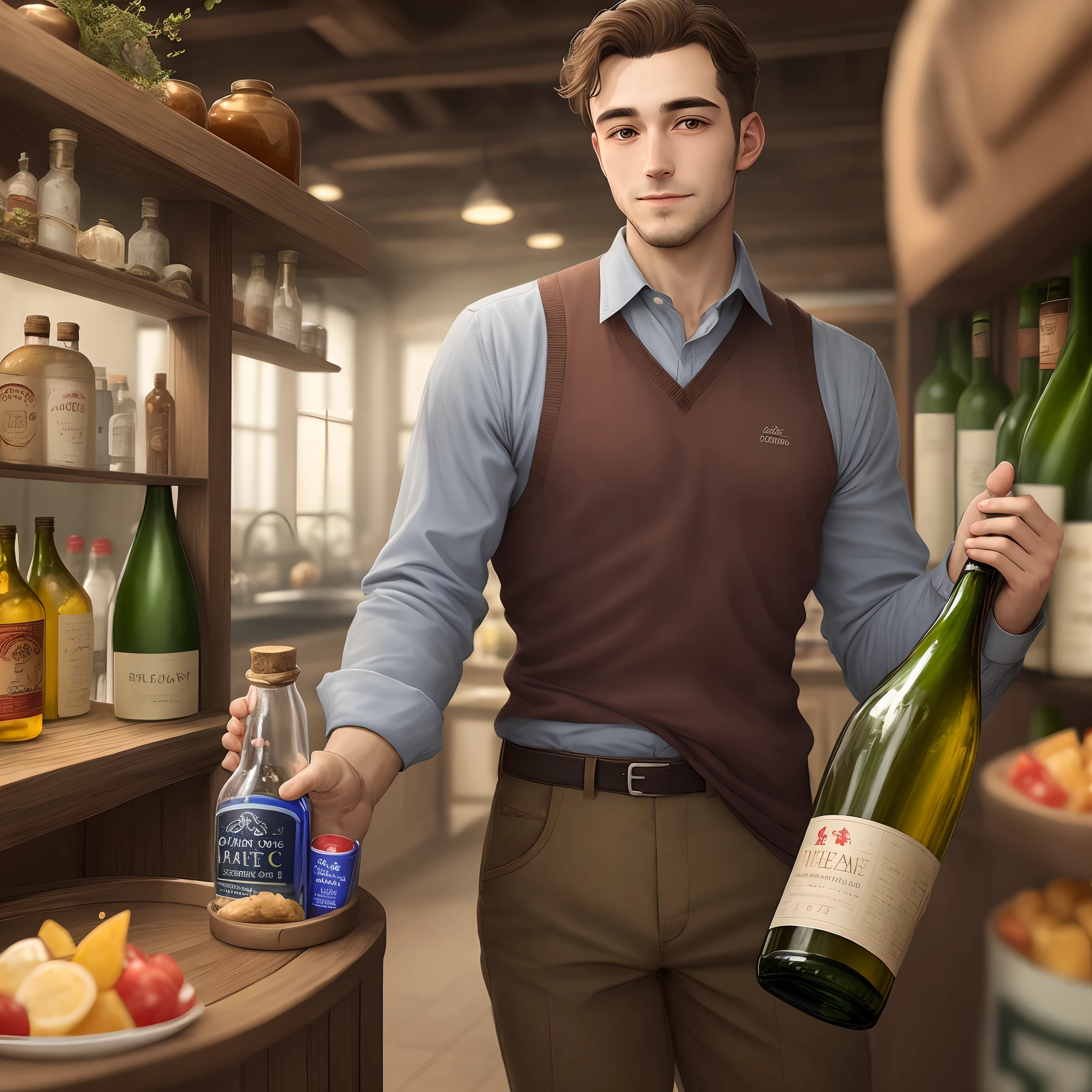 man holding bottles