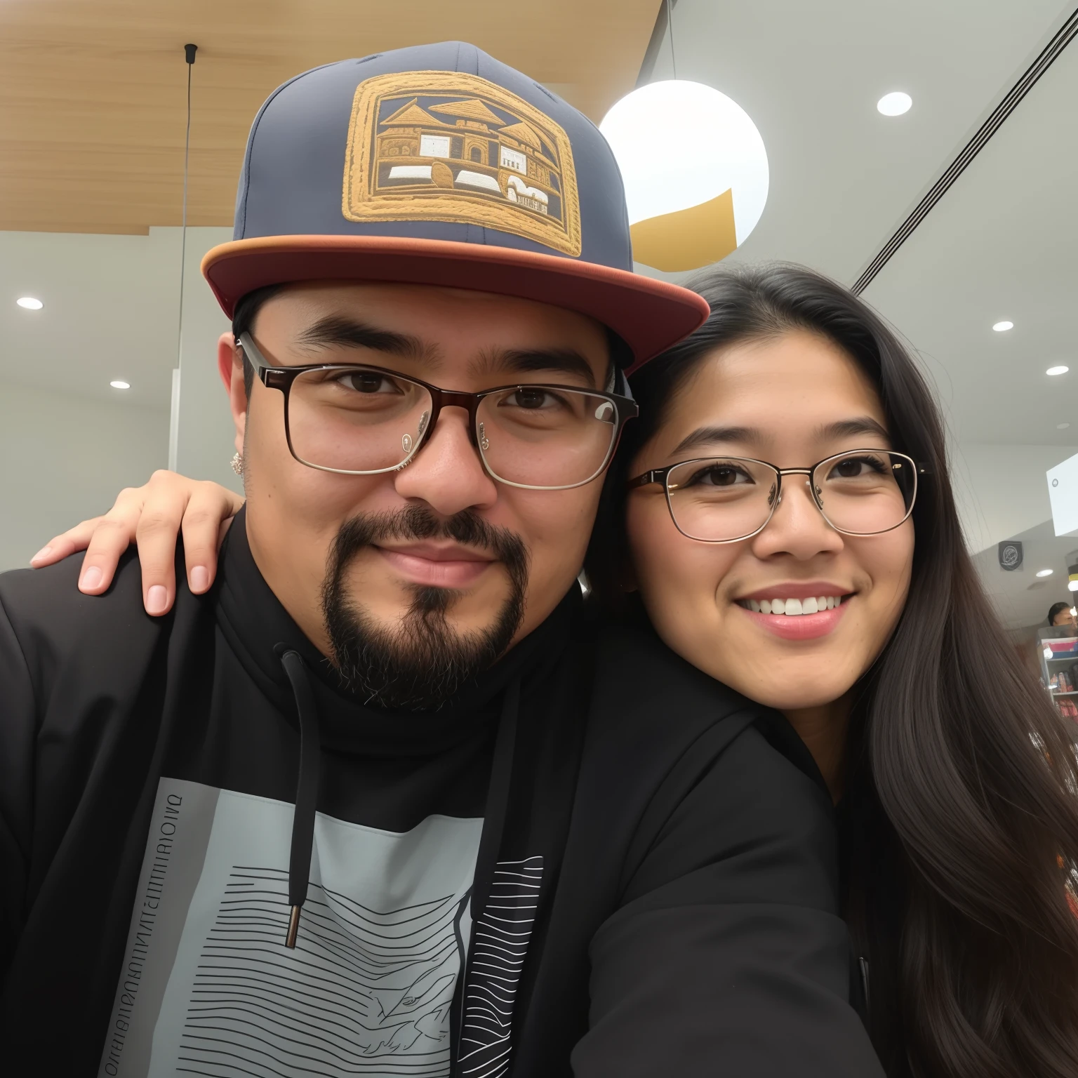 There's a man and a woman taking a selfie in a store, momma and papa, rob rey and kentarõ miura, Postagem no Reddit, Casal feliz, 4 k post, Postagem 4k, Wlop e Andrei Riabovitchev, com nerd! glasses! e cavanhaque, Tyler Edlin e Natasha Tan, Alex Yanes