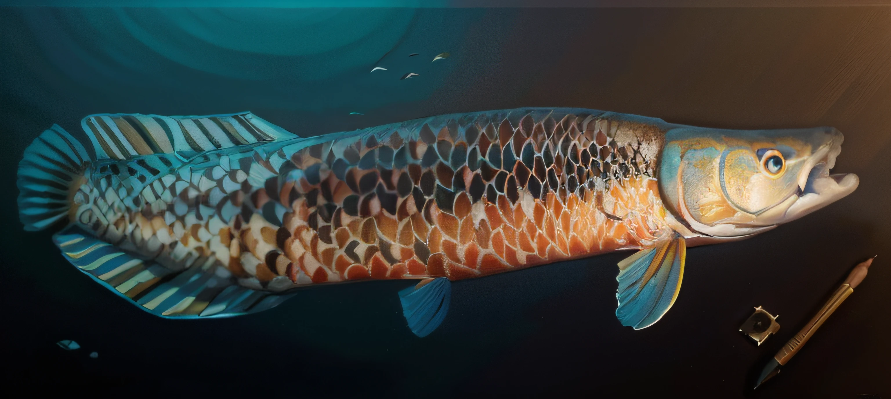Desenho de um peixe, vermelho (Melhor Qualidade, Obra-Prima: 1.4), (Realismo: 1.2), (Realismo: 1.2), (Absurdo: 1.2), 4K, Detalhado, Ultra Detalhado, Arte Digital