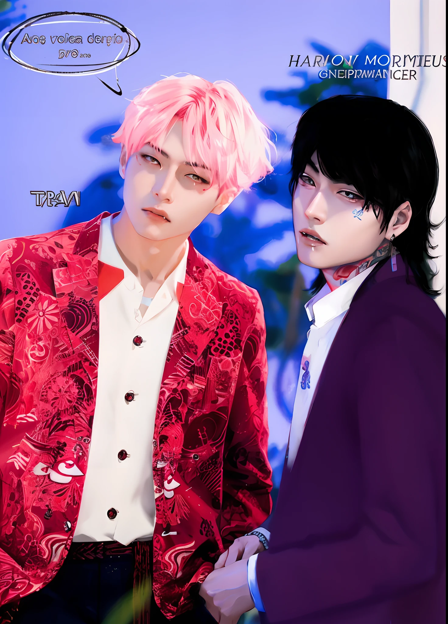 There are two Asian men dressed in red and white, Nixeu y Sakimichan, [ Arte digital ]!!, tumblr, inspirado por Gang Se-hwang, inspirado por Kim Deuk-sin, inspirado por Sim Sa-jeong, inspirado por Bian Shoumin, Inspirado por Jeonseok Lee, inspirado por Yanjun Cheng, Arte digital!!, Fanart oficial