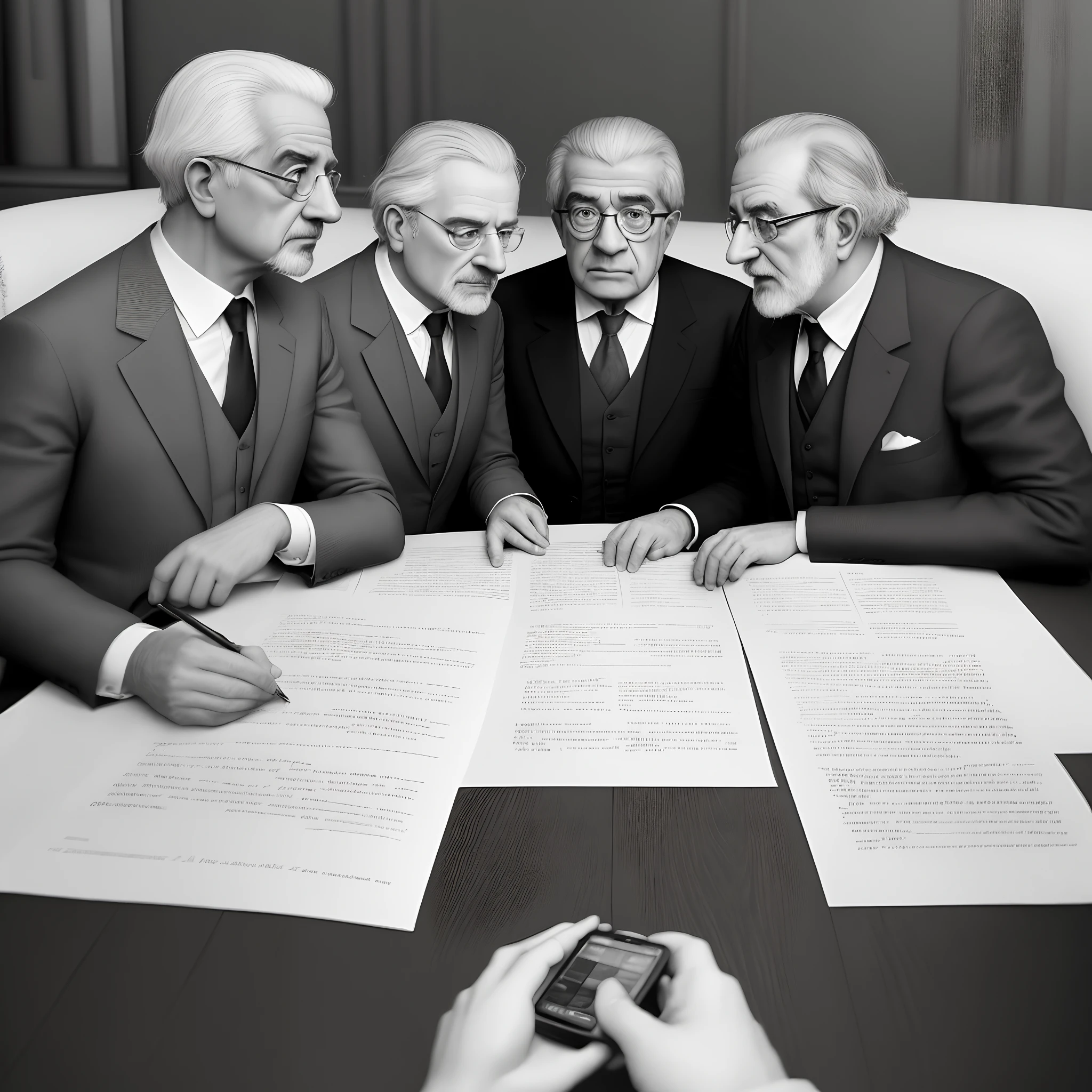 Jacques Lacan explaining the three registers to three Germans philosophers.