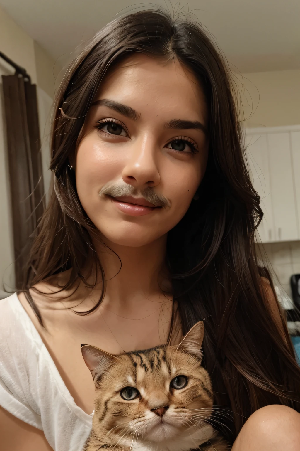 Insert A BEAUTIFUL MOUSTACHE ON THE WOMAN