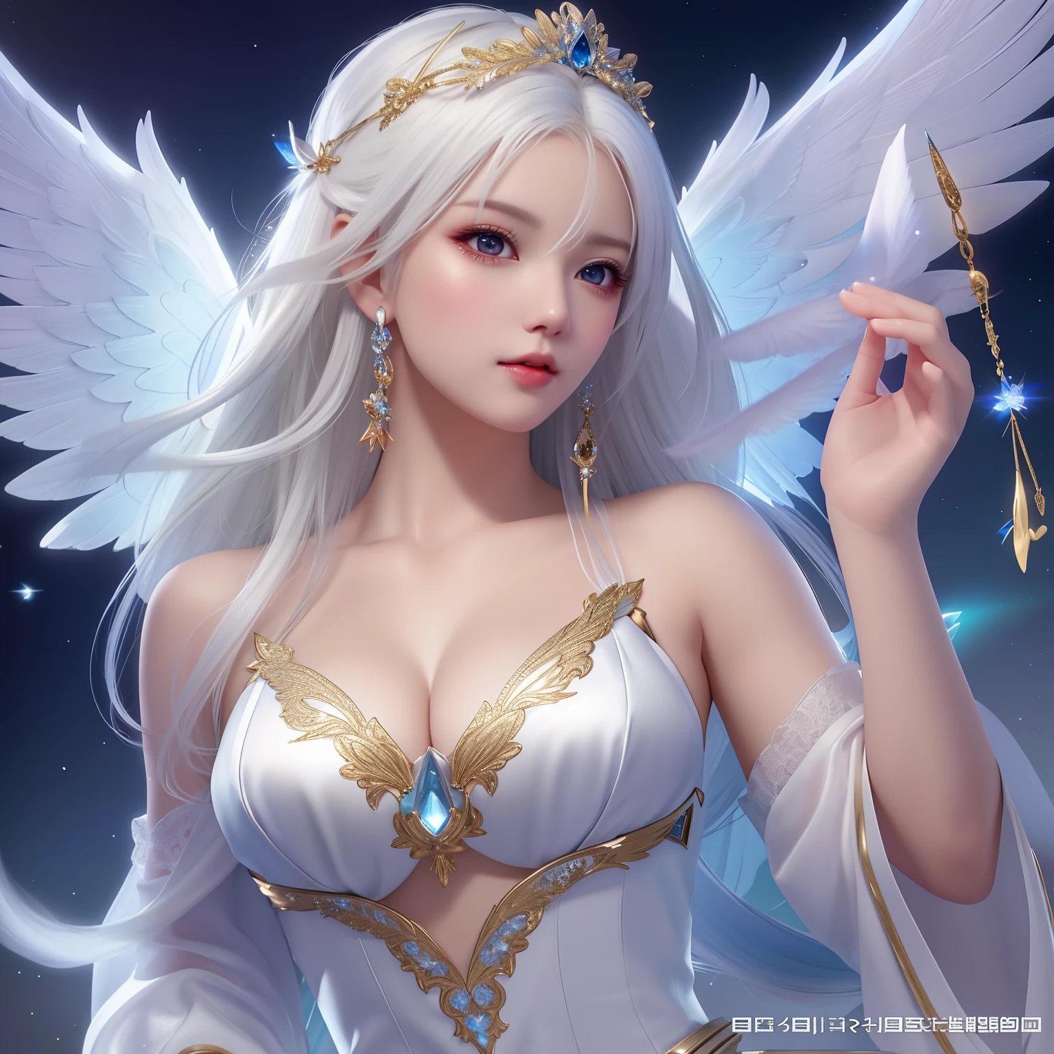 Close-up portrait of a woman with white hair and angel wings, very detailed Artgerm, ArtGerm on ArtStation Pixiv, ig model | ArtGerm, ! Dream ArtGerm, a beautiful female angel, ArtGerm. Anime Illustration, beautiful celestial mage, Beautiful Angel, Portrait of a beautiful angel, ArtGerm. high detailing