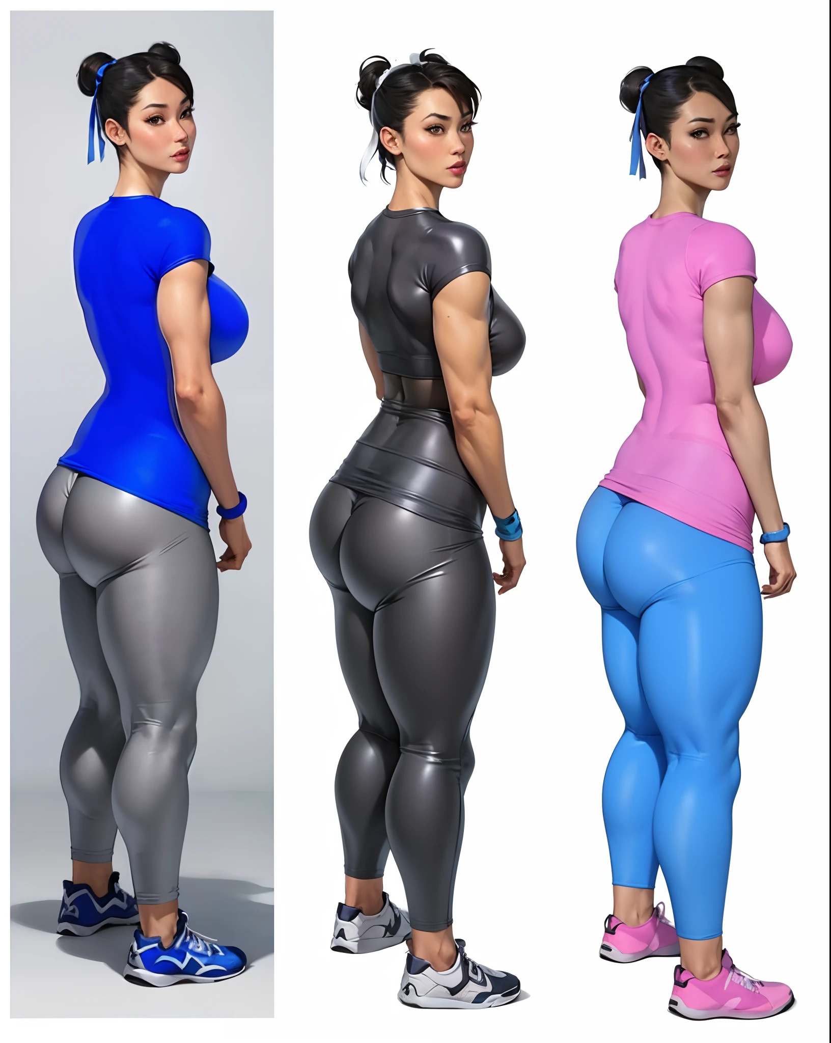 Chun-Li wearing compression tshirt and leggings showing off buttocks Interglutealcleft Intergluteal cleft talfetish thicc buttcrack hipline tal tshirtandleggings tshirtandleggingsfetish asscrack KevTheMisfit DeviantArt grey black blue pink tightest wedgie pantyline formfitting ass booty butt azz