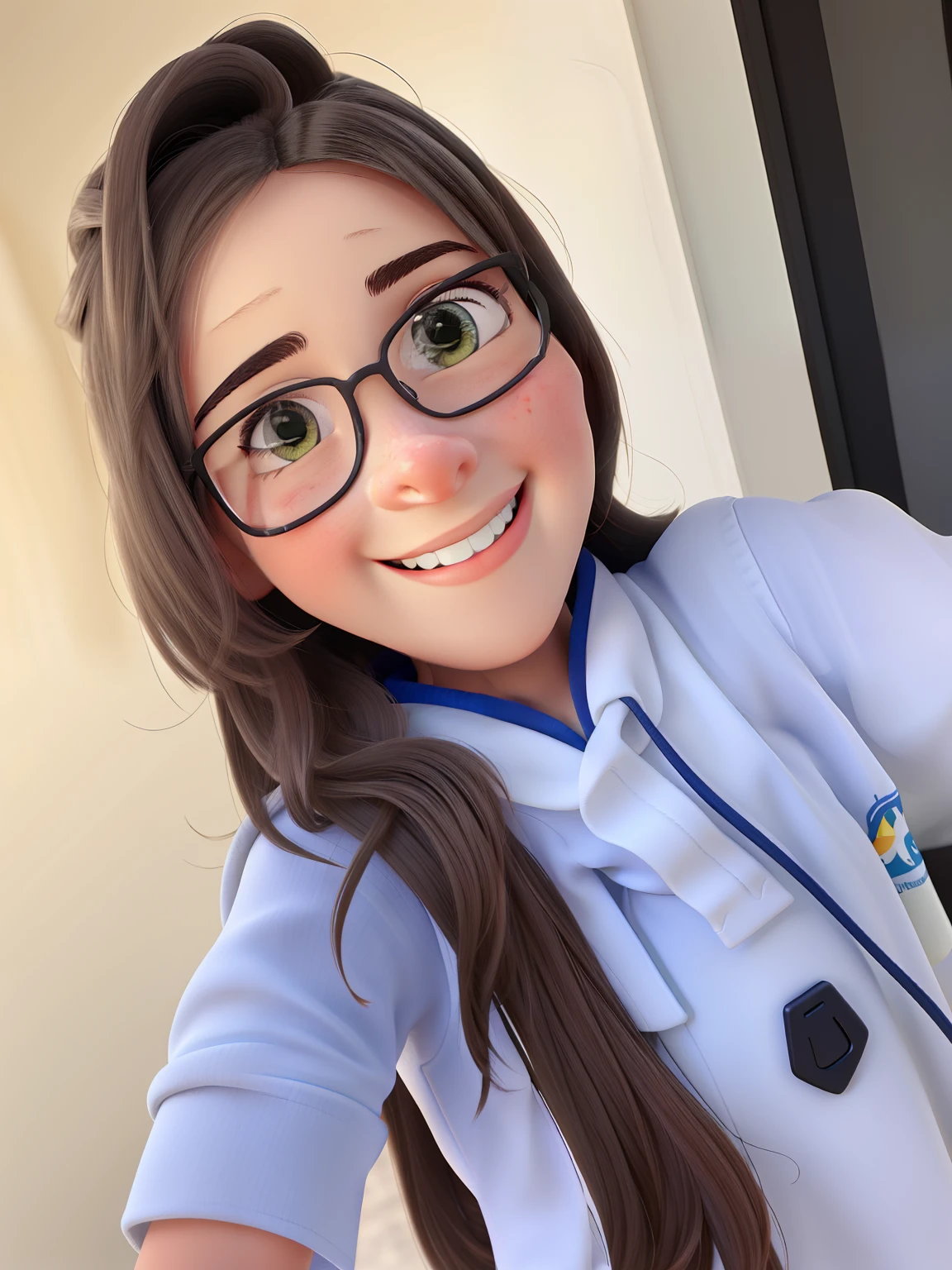 Uma menina sorrindo e de branco