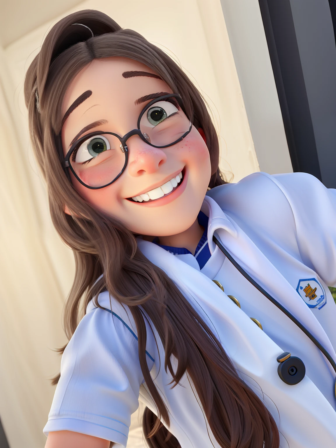 Uma menina sorrindo e de branco