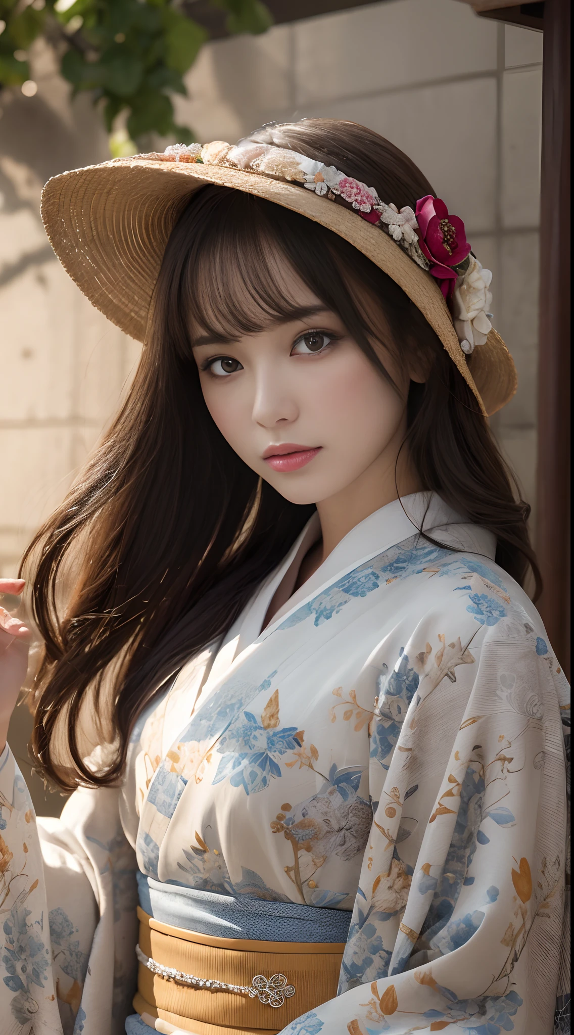 masuter piece, Best Quality, Photorealsitic:1.3, Illustration, Ultra-detailed, finely detail, hight resolution, 8K Wallpaper, Perfect dynamic composition, Beautiful detailed eyes, Kimono