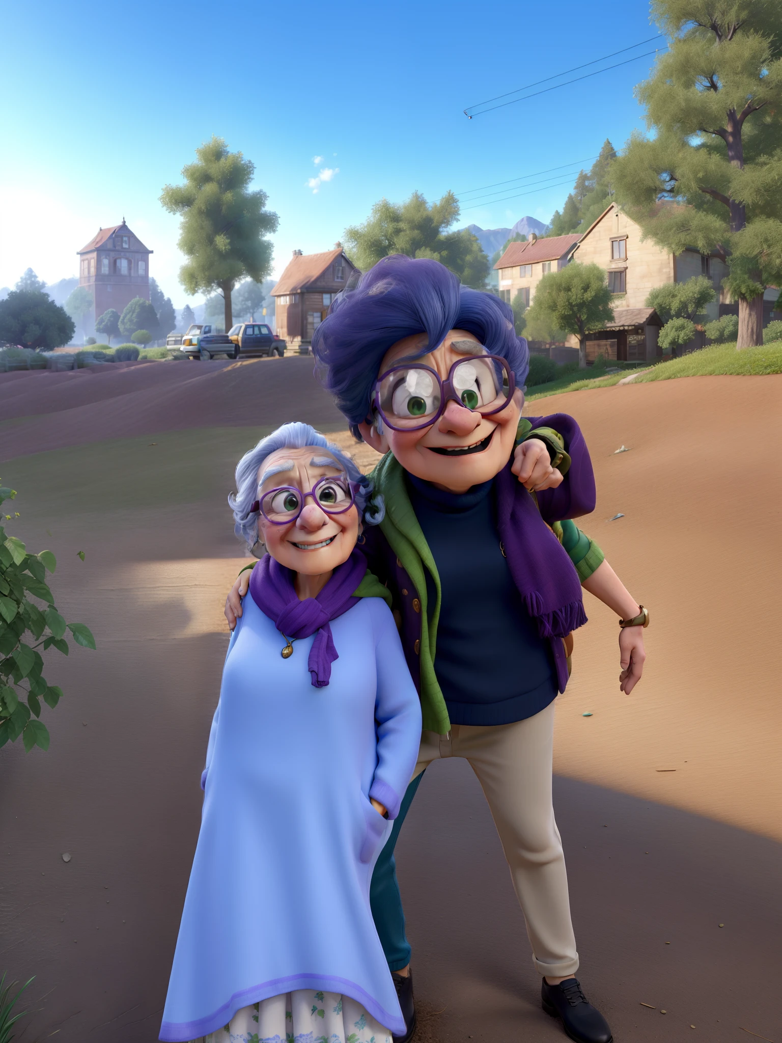 (best quality:1.2, ultra-detailed, realistic:1.37), (oil painting), (portrait), (vivid colors), (studio lighting),
(old woman:1.1, detailed face:1.1, wearing glasses:1.1, wearing a purple coat, wearing a green scarf), standing in the park.
Note: The prompt provided is in Chinese, and the generated prompt is in English as required.