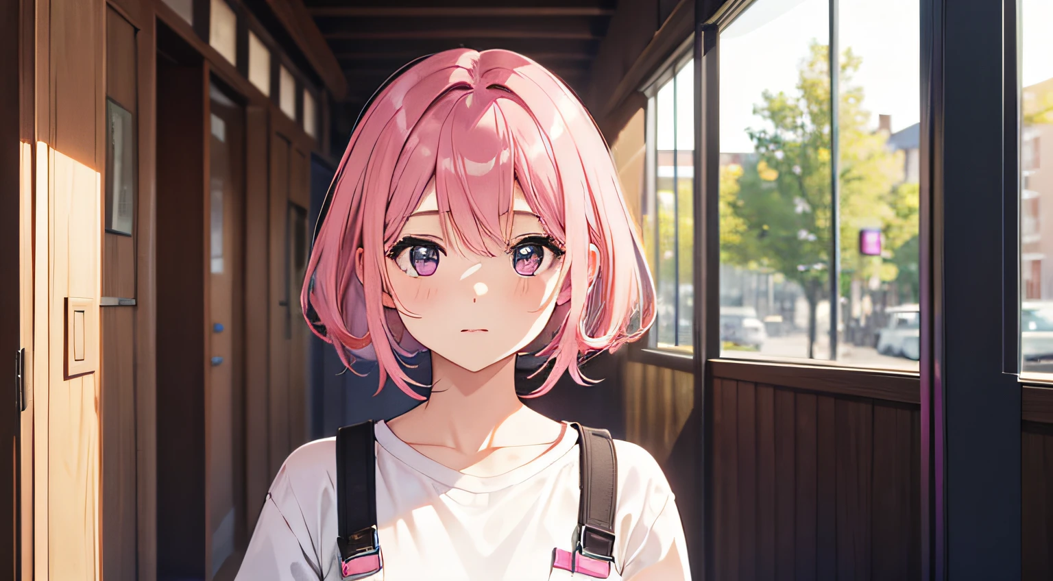 Girl with pink hair