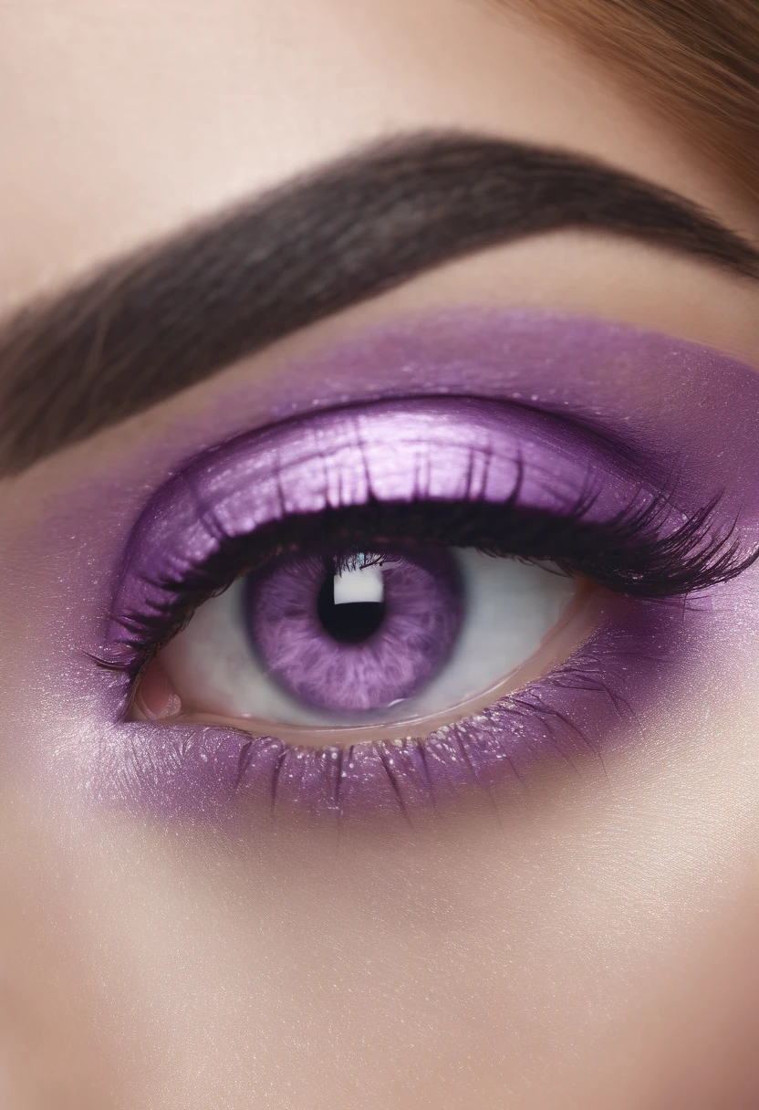 Highly detailed macro photograpy Light purple woman’s eye, extremely original, makeup