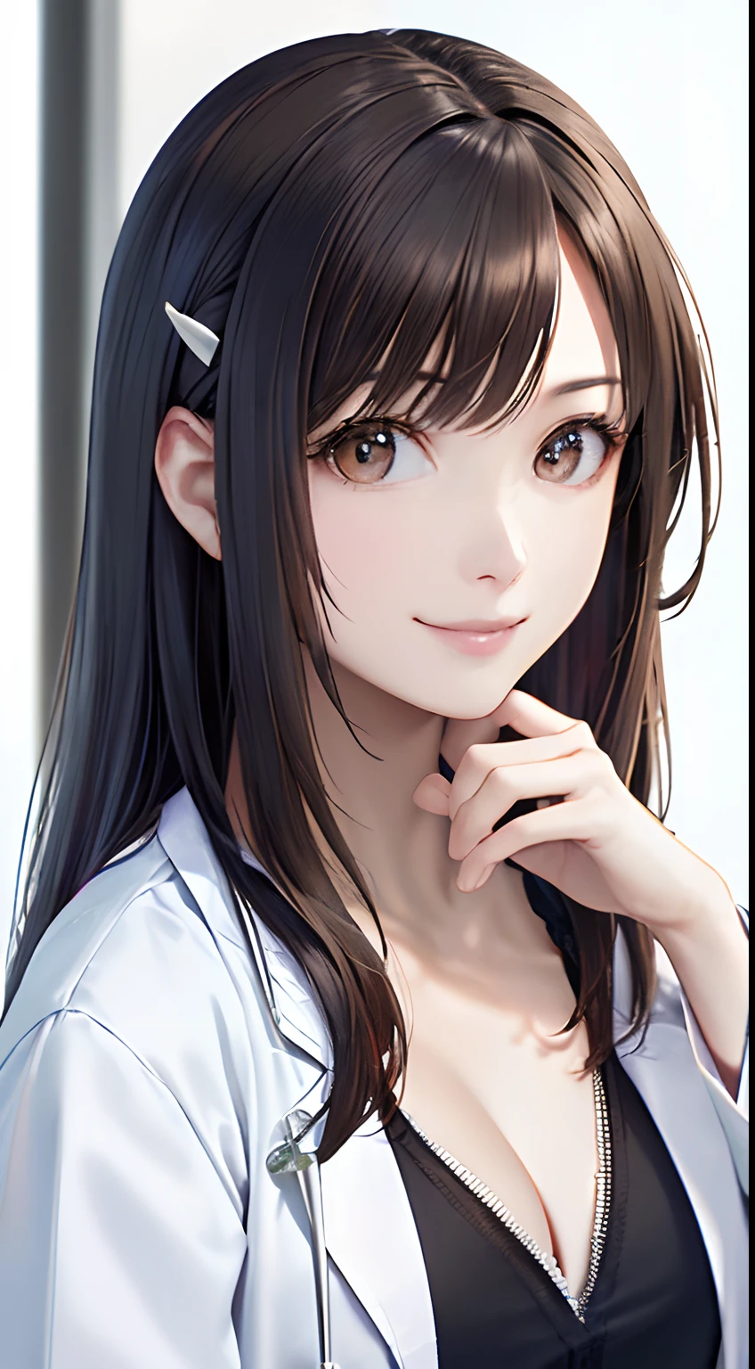 (((Background white、White background、The background is all white)))、17 age、brown haired、beautidful eyes、real looking skin、hi-school girl、a sailor suit、small tits、(8K、masterpiece)、(reallistic、Photorealsitic)、top-quality、ighly detailed、The ultra-detailliert、Beautie、cute little、japanes、Idol、A smile、ssmile、Close-up portrait、Healthy face