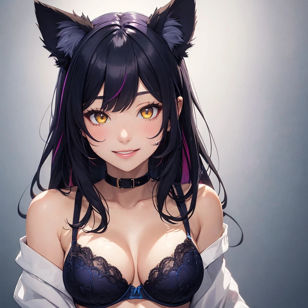 realisitic、top-quality、女の子 1 人、18year old、Fancy Color Hair、piercings、Shy face、Fancy underwear、beautiful boob 、selfee、Nyan Nyan Pose、hotels room、Particles of light、profetional lighting