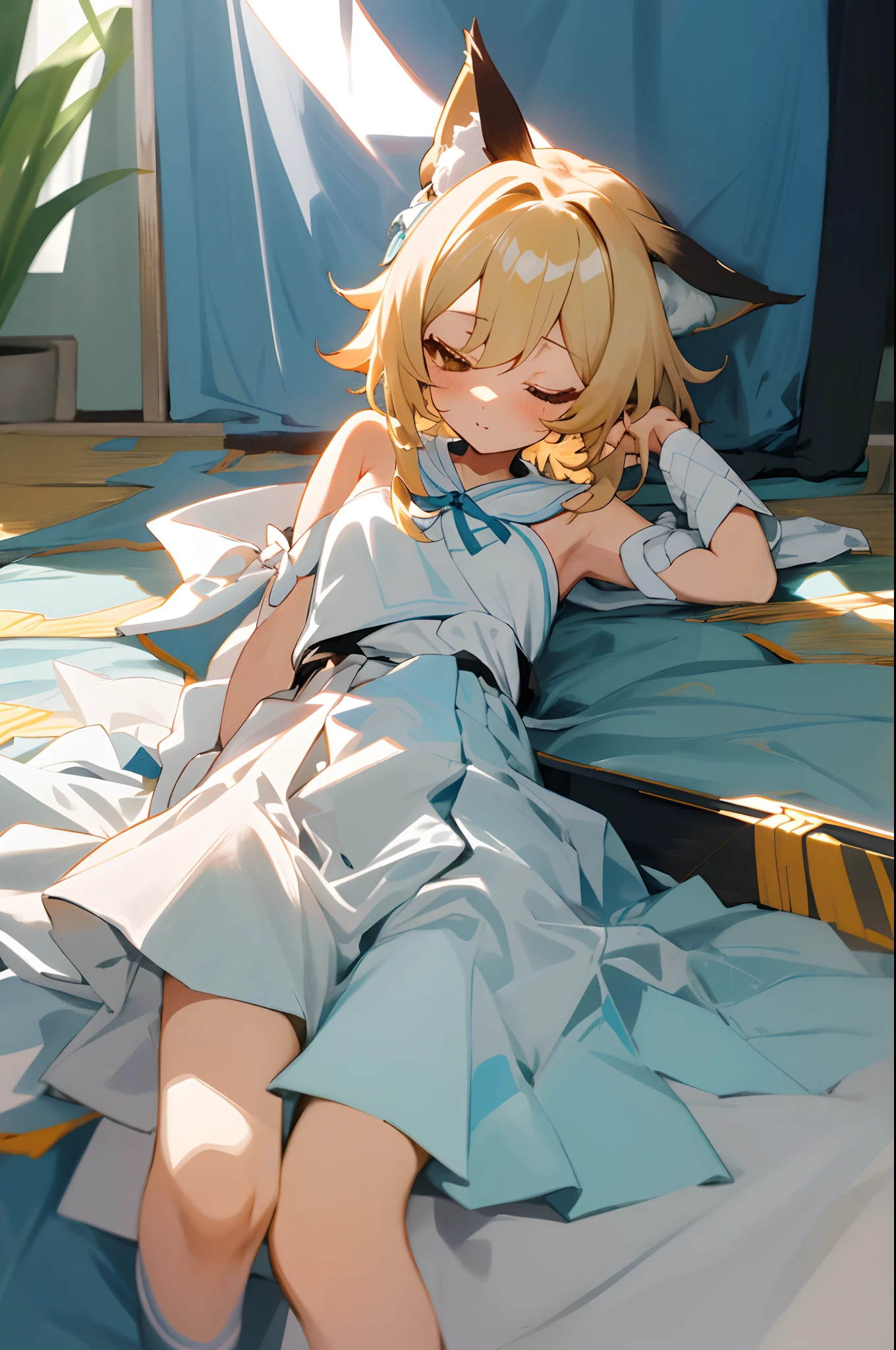 （（tmasterpiece，best qualityer）），1girll，独奏， hyper detail eyes，The upper part of the body，exposed bare shoulders，Playful and cute，校服，Sleepy eyes