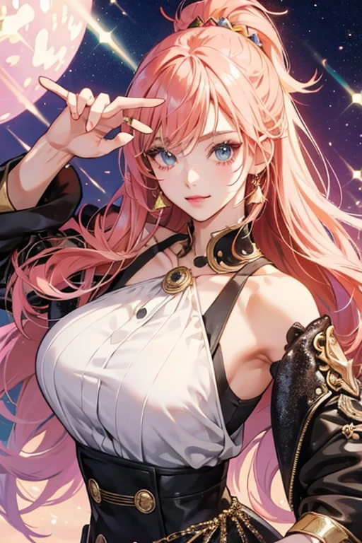 anime style; 3d; glitter; female; human chiken