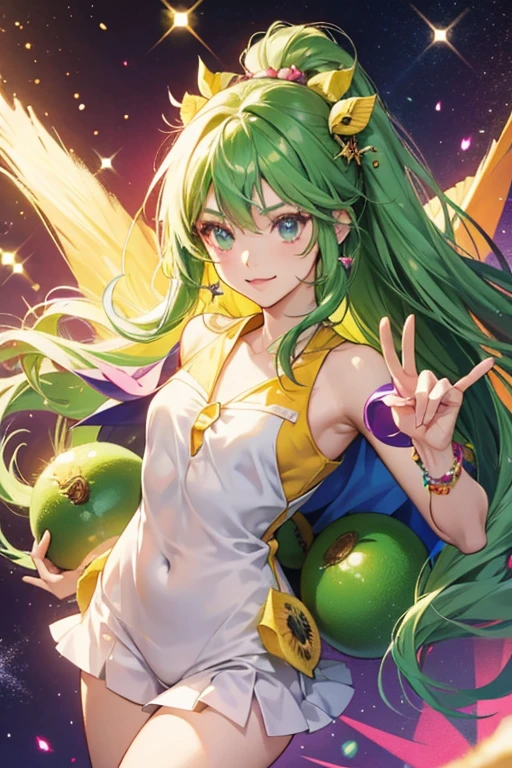 anime style; 3d; glitter; female; human kiwi fruit