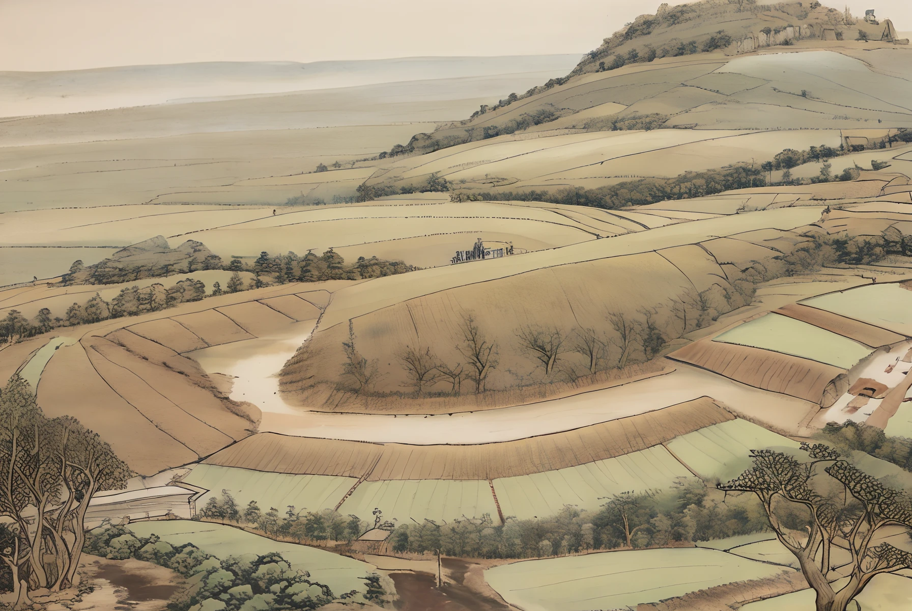 Landscape of a village of 500 people in England