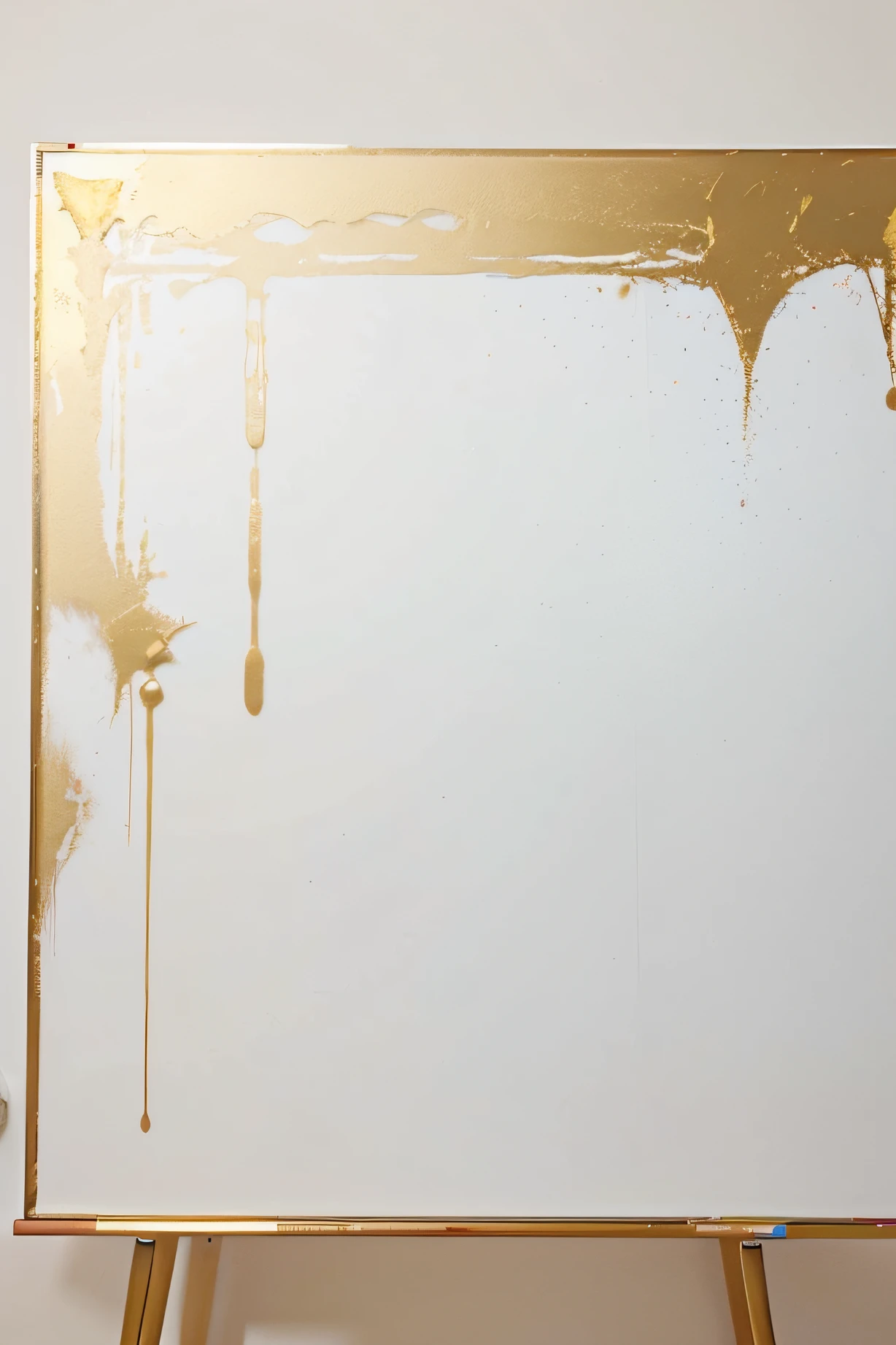 create a whiteboard with gold paint splatters horizontally without borders