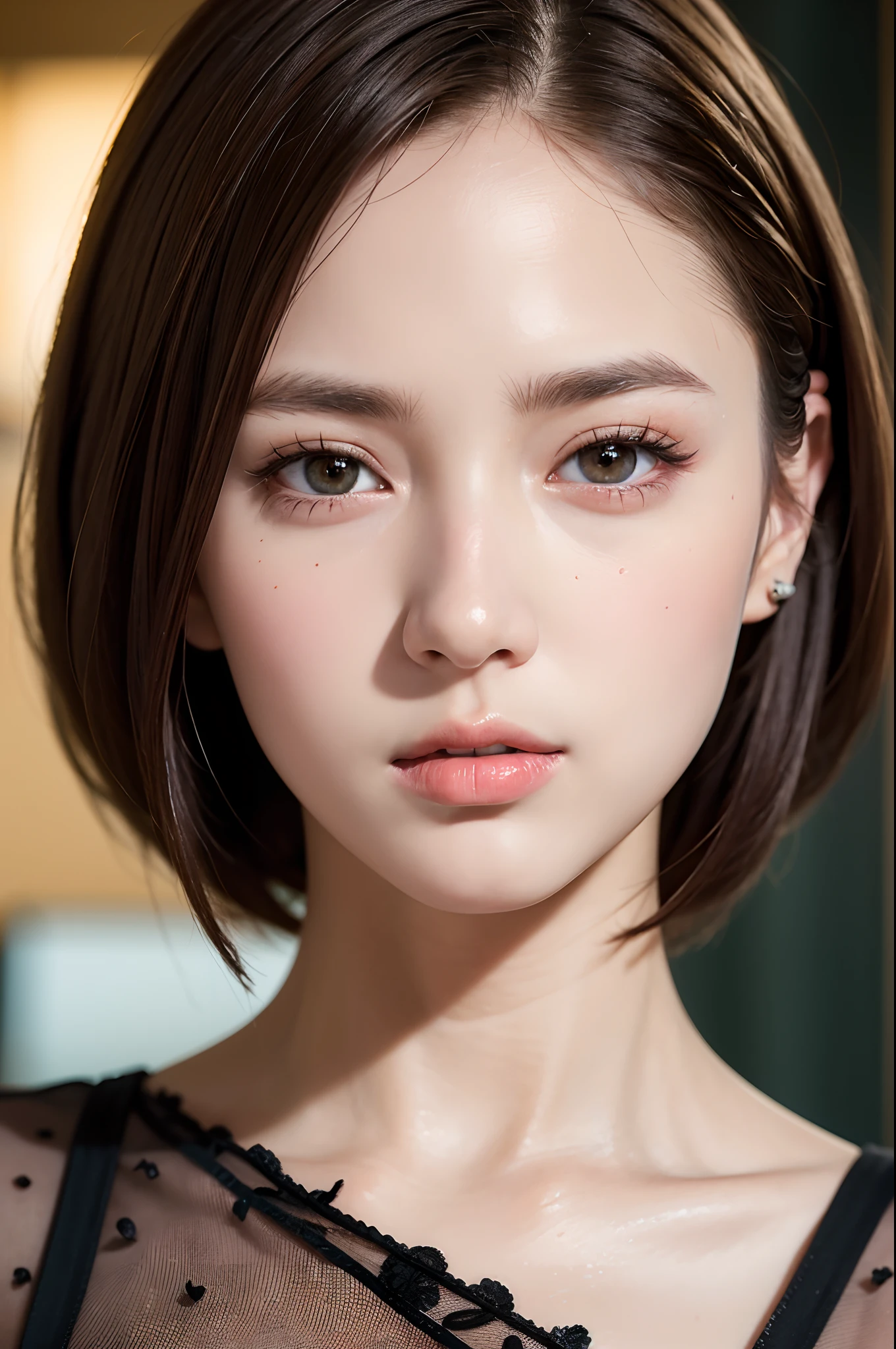 (Sillamäe:1.5), close up, masterpiece, best quality, raw photo, photorealistic, face, incredibly absurdres, beautiful girl, cute, short hair, depth of field, highres, ultra-detailed, finely detail, extremely detailed, extremely detailed eyes and face, sharp pupils, realistic pupils, sharp focus, ccinematic lighting