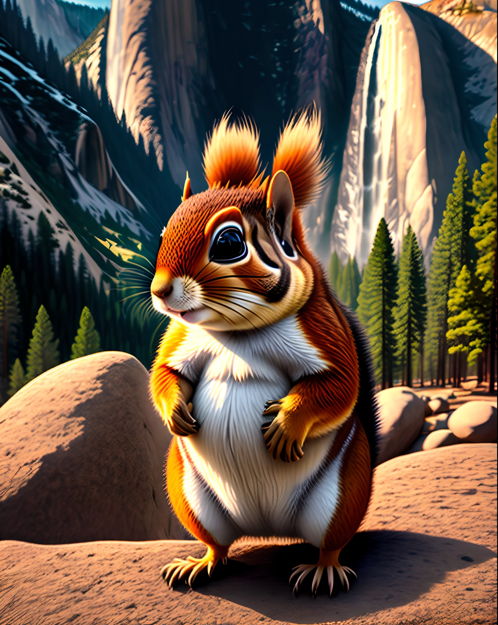 fat squirrel obstructing the view of yosemite valley