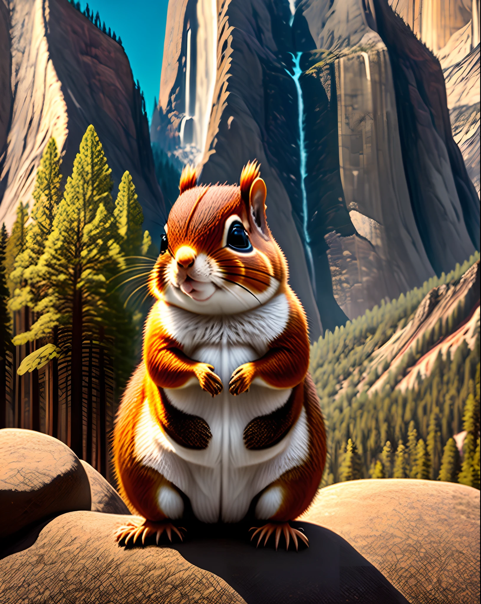 fat squirrel obstructing the view of yosemite valley
