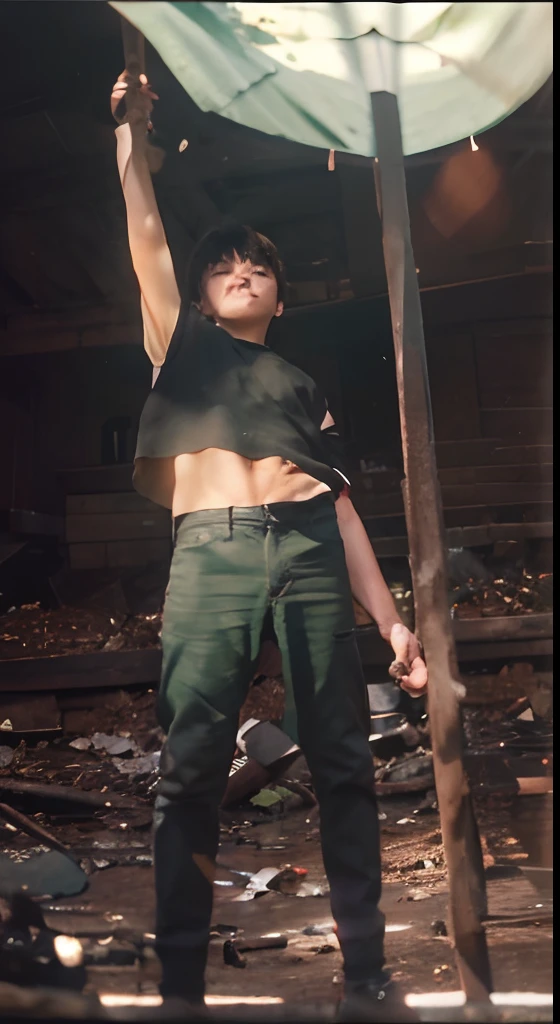Portrait of a boy from a low position