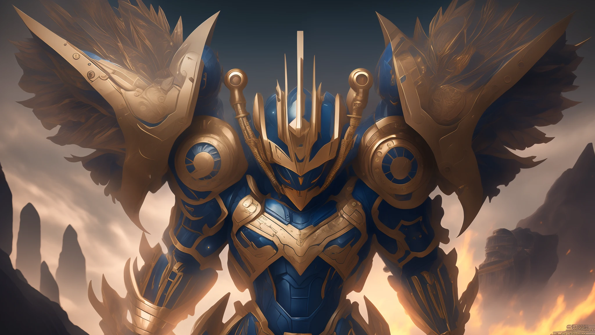 steampunkGUNDAM blend Xenomorhp,infinity guanlet arm,emeald dragon scale armour, superhero,saintseiya, avenger, TimBurtonArt, kamenriderW ,Super beautiful detailed face, super detail, high resolution, ultra-quality, very wide shoot angle, 4K landscape wallpaper --auto --s2
