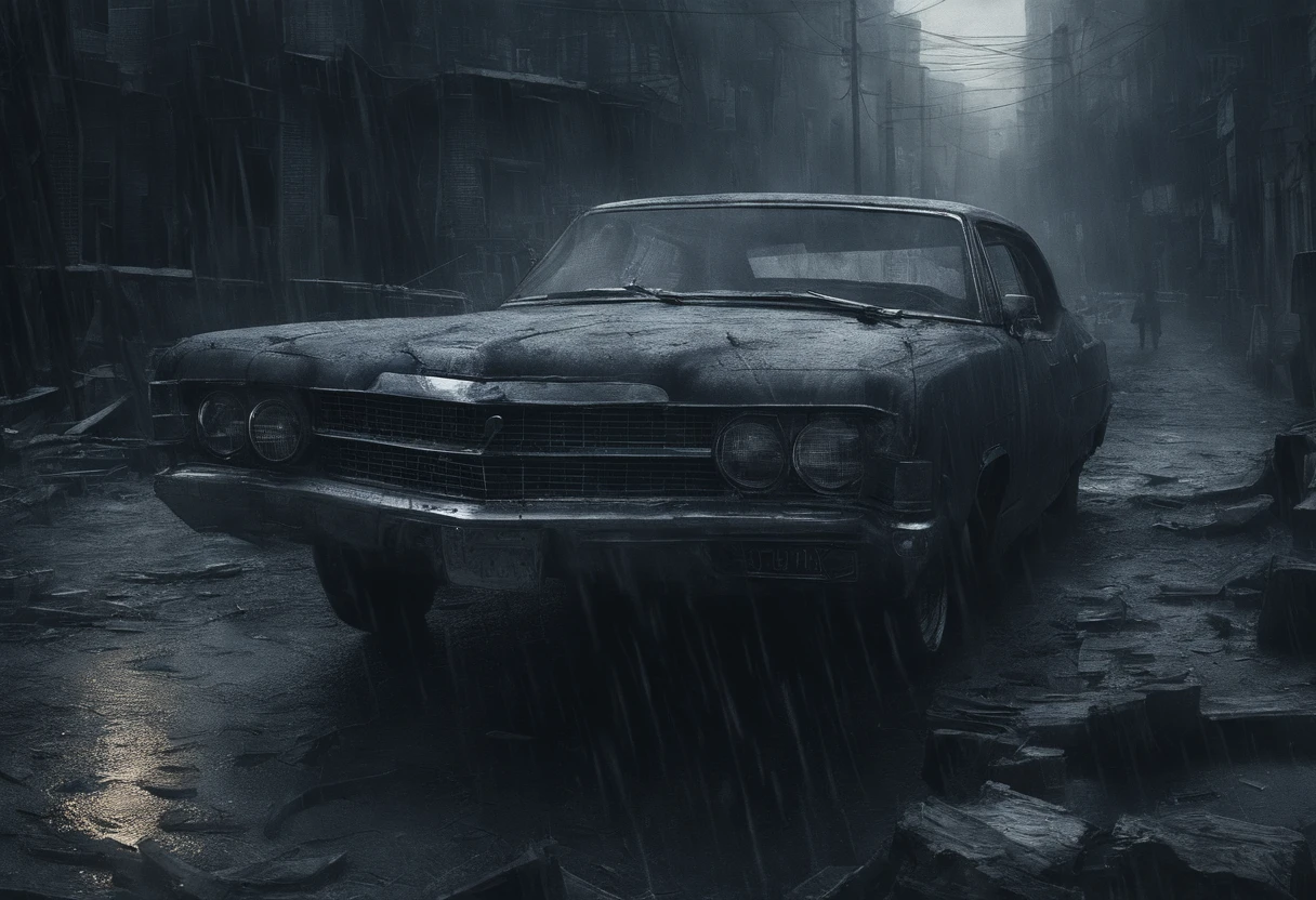 (melhor qualidade, Altas, artistic masterpiece, Realistic), atmosfera sombria e misteriosa, rua movimentada com carros e pessoas, ao longe desfocada a imagem de uma velha de 60 anos, usando roupa azul, assustada, gritando, em uma cidade, Eerily poetic, Psychological dissection, Conceptual exploration