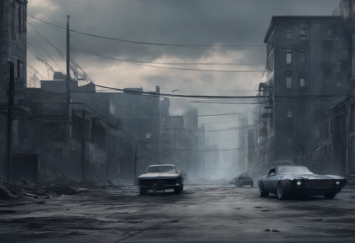 (melhor qualidade, Altas, artistic masterpiece, Realistic), atmosfera sombria e misteriosa, avenida com carros e pessoas passando, imagem de uma velha de 60 anos, usando roupa azul, assustada, gritando, em uma cidade.