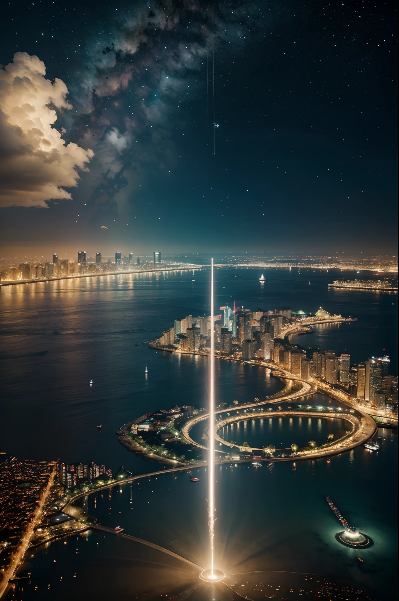 background galaxia, cidade futurista