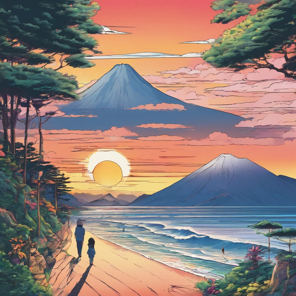 ，At sea level，the sunset，mont，road，