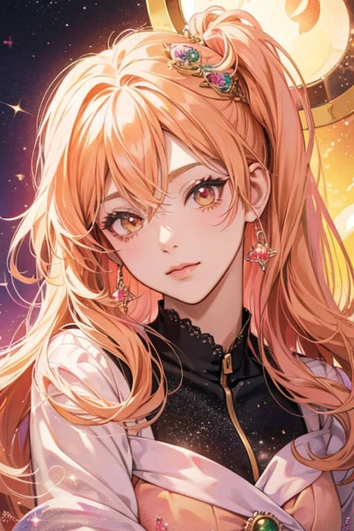 anime style; 3d; glitter; human peach fruit