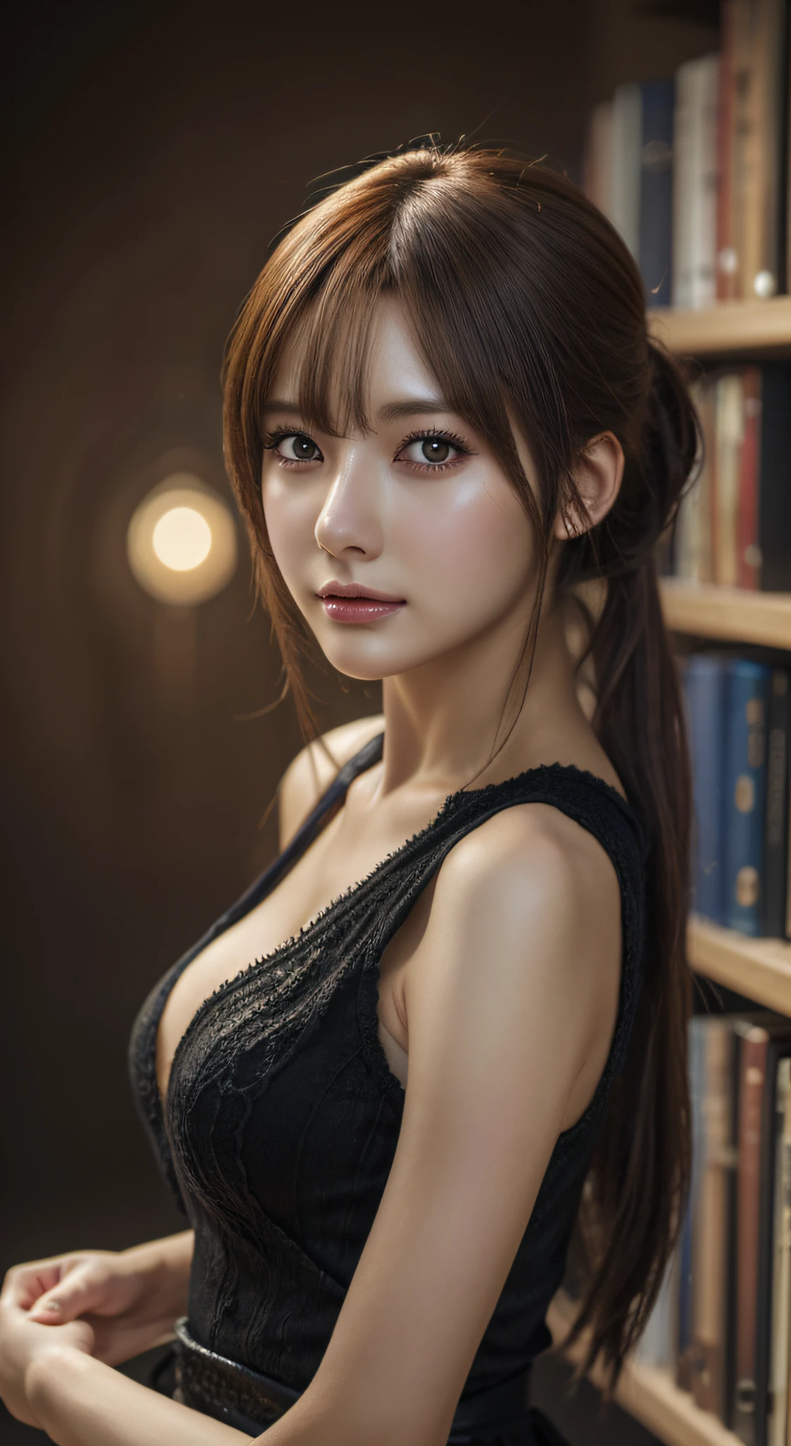 (best quality,4k,8k,highres,masterpiece:1.2),ultra-detailed,realistic,anime style,book, mature female character, magic, fantasy, extremely detailed, colorful tones, soft lighting