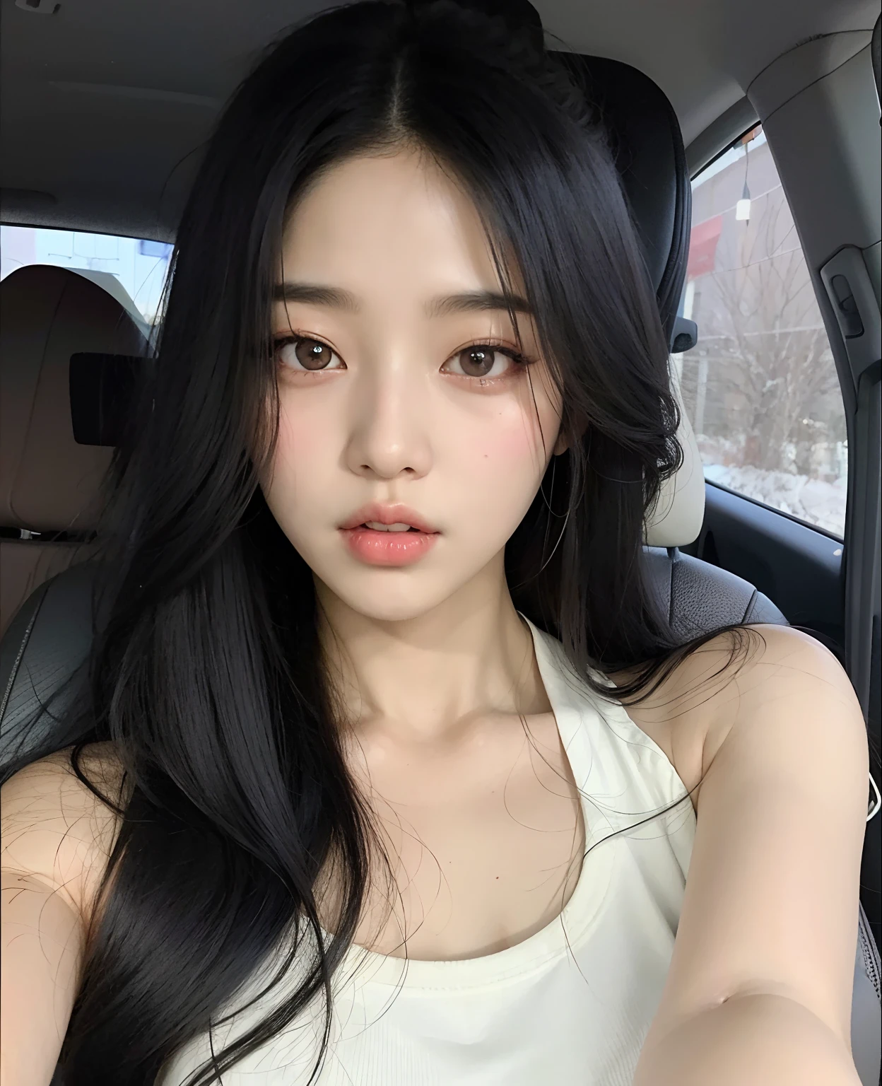 Beautiful woman taking an aesthetic selfie for a profile picture
