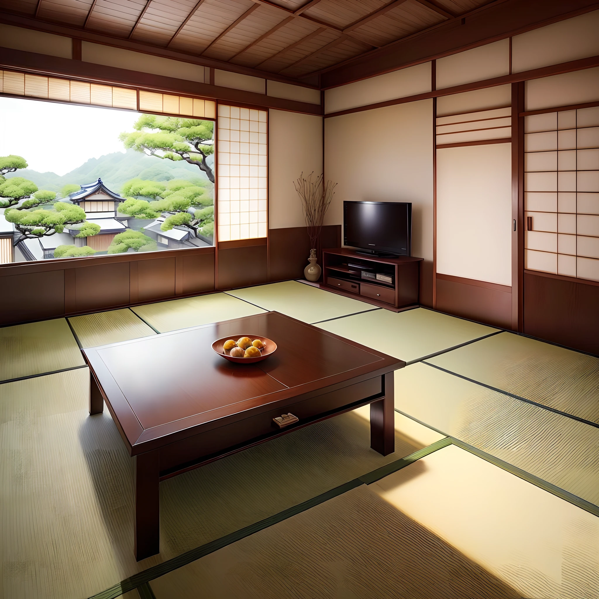 Japanese style living room with detailed interior decoration drawings