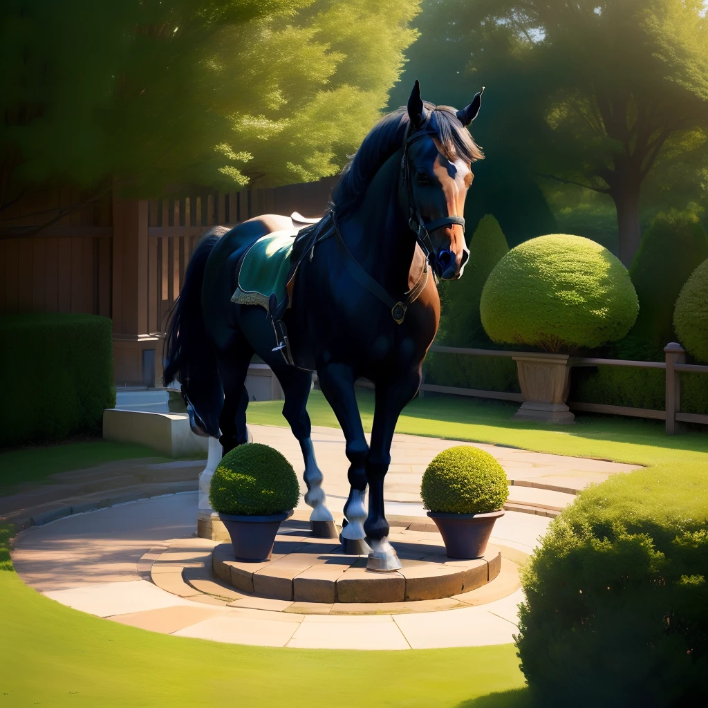 horse topiary sun dial