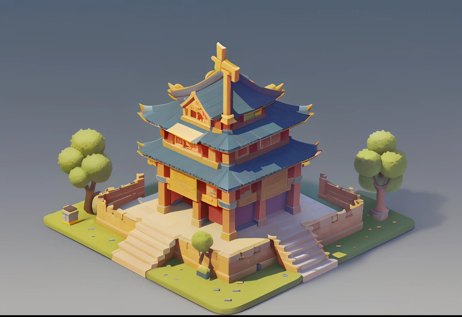 tmasterpiece，best qualityer，buliding，A Han Dynasty building in China，Ordinary houses，Brick construction，cartoony，quadratic element，One story high