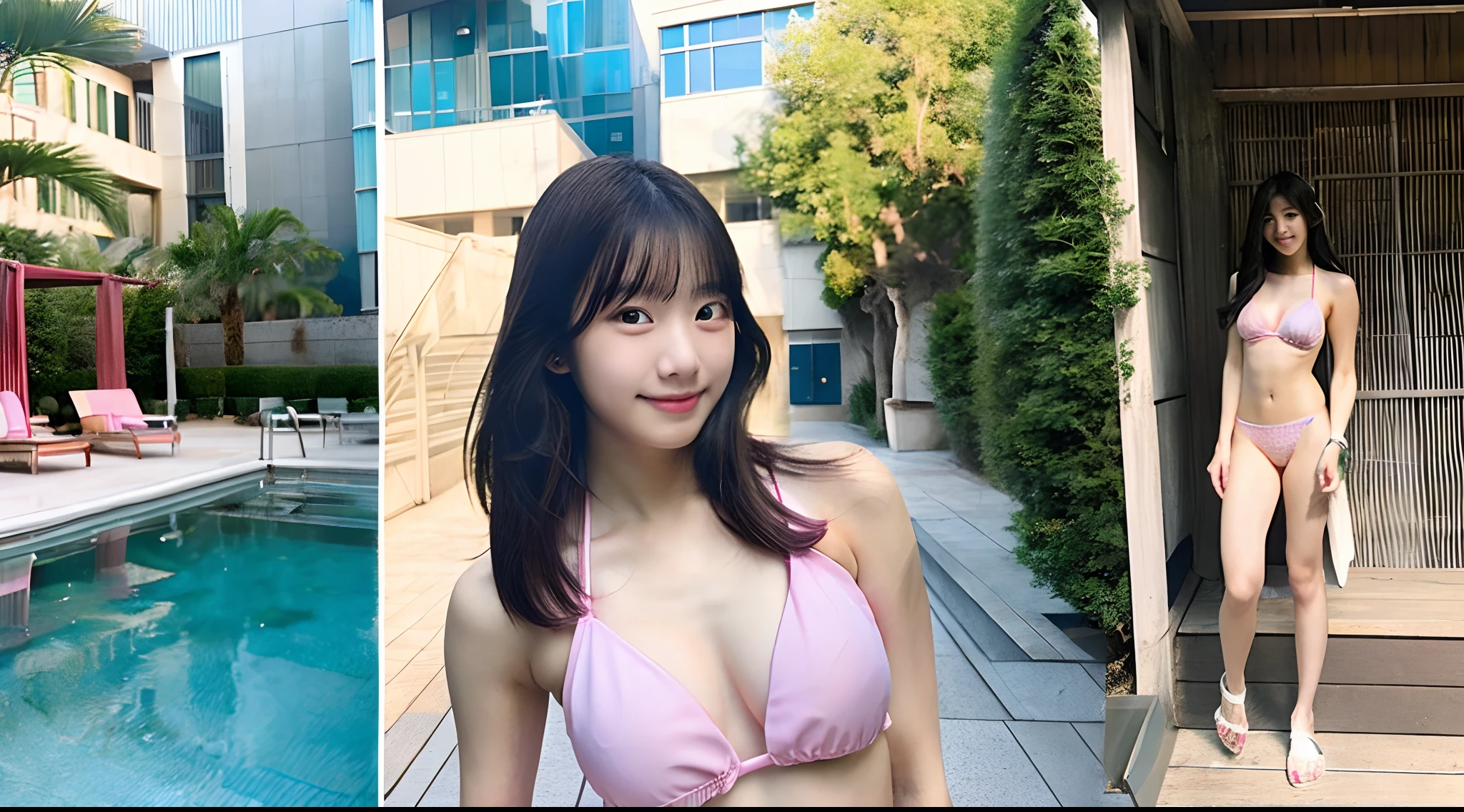 18-year-old female college student in pink bikini