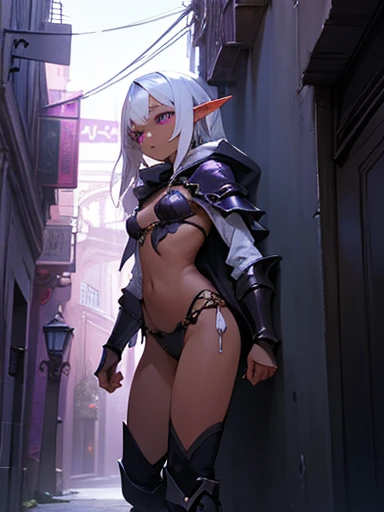 ((Highest quality)),(Ultra-high resolution),(Very detailed),(Detailed Description),((The best CG)),(A masterpiece),Ultra-detailed art,Amazing drawing art,(Fantasy art with intricate detail:1.5), (Female Dark Elf:1.6),(Brown Skin:1.7),(Beautiful and well-proportioned face:1.5),(A bodysuit with attention to detail:1.6),(Expressionless:1.6),(Black Blade Dagger:1.6),light makeup:1.4,(The deep green eyes are detailed.:1.4),(Small breasts:1.7),Beautiful leg lines:1.6,Knee-high boots:1.6, (full moon:1.6),(Backlight:1.8),